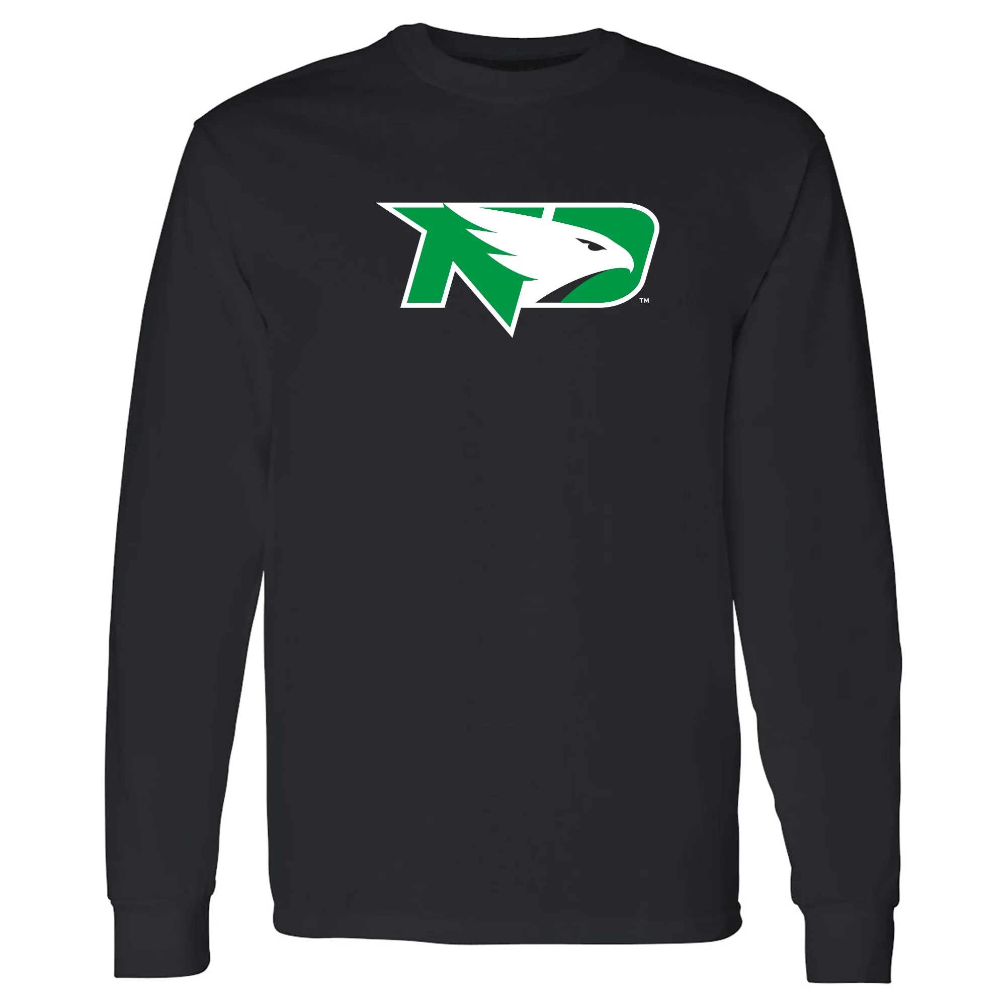 North Dakota Primary Logo Long Sleeve - Black