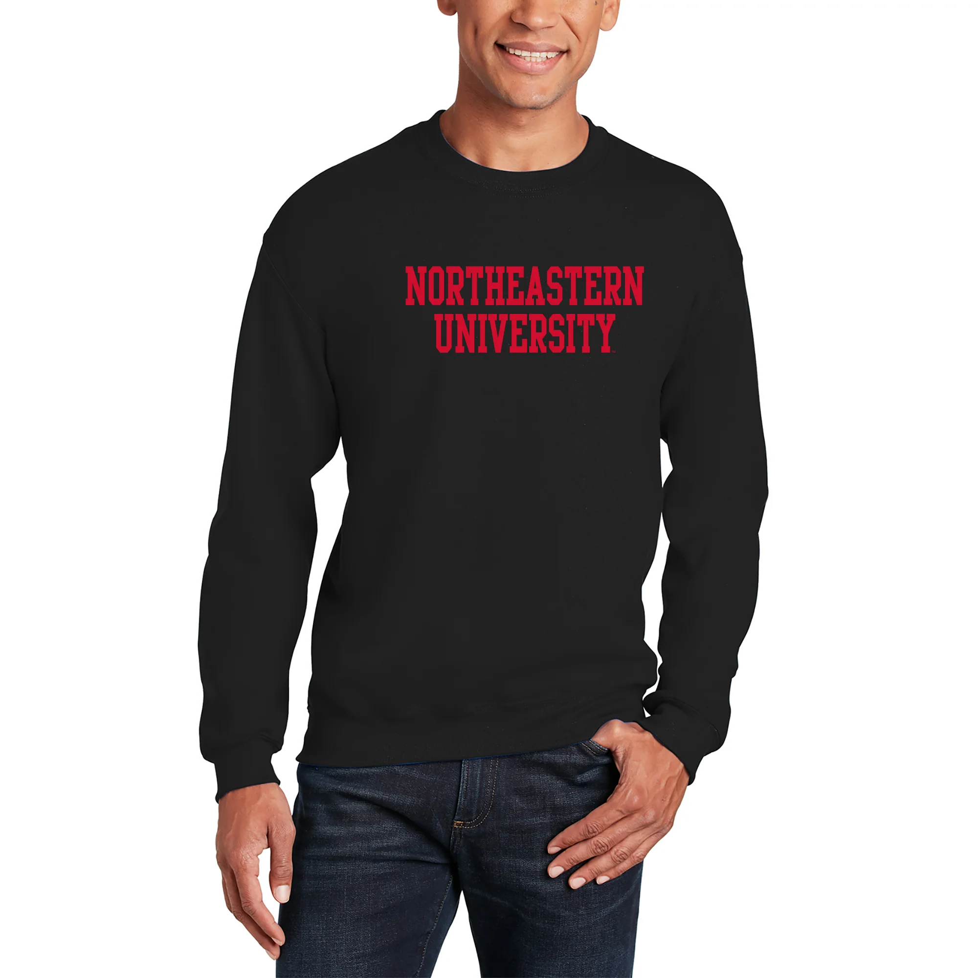Northeastern University Basic Block Crewneck - Black - Image 3