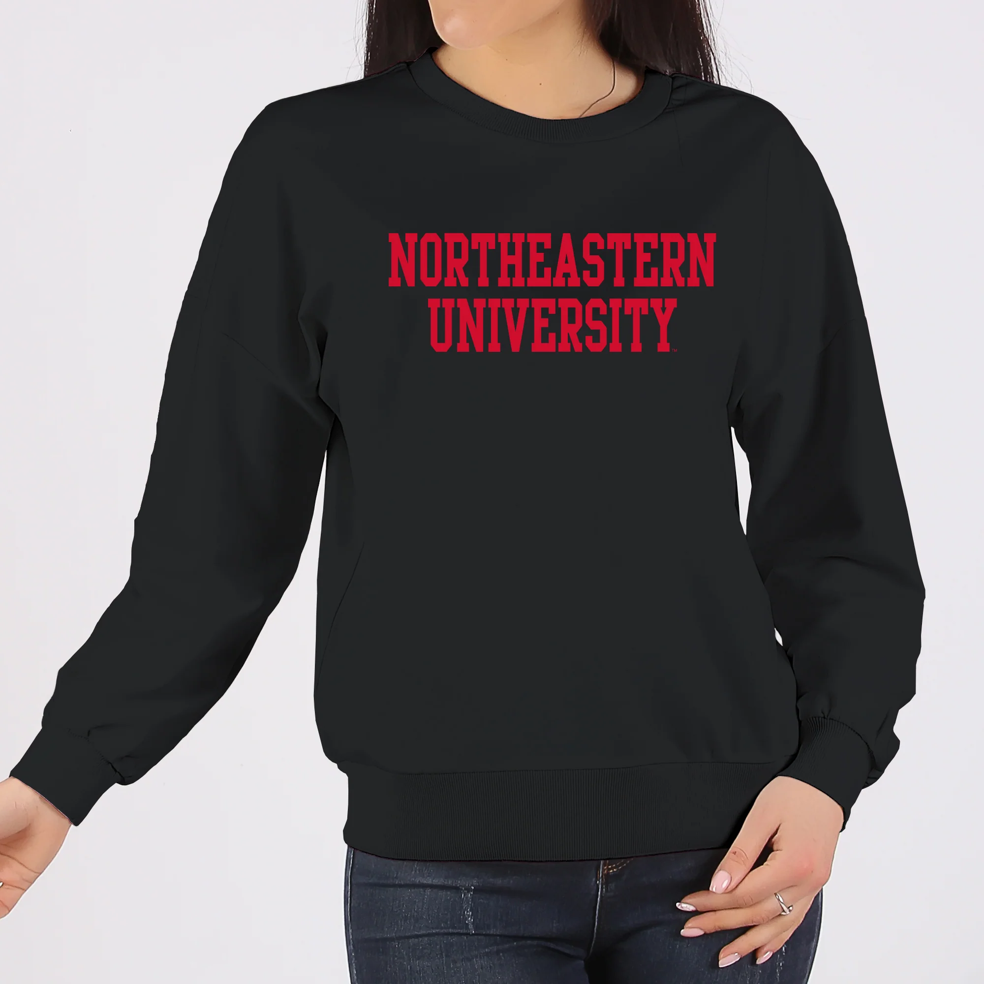 Northeastern University Basic Block Crewneck - Black - Image 4
