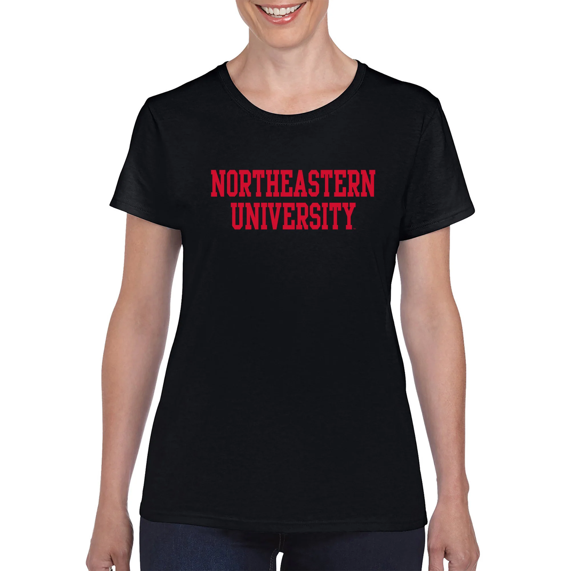 Northeastern University Basic Block Womens T-Shirt - Black - Image 3