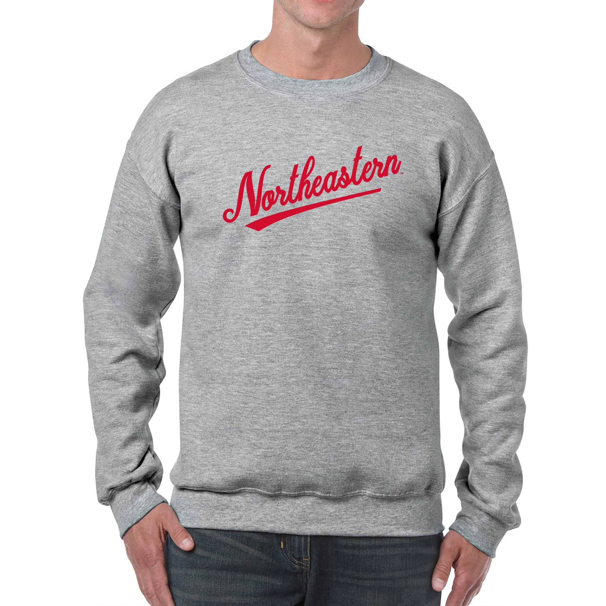 Northeastern University Script Logo Crewneck - Sport Grey - Image 3