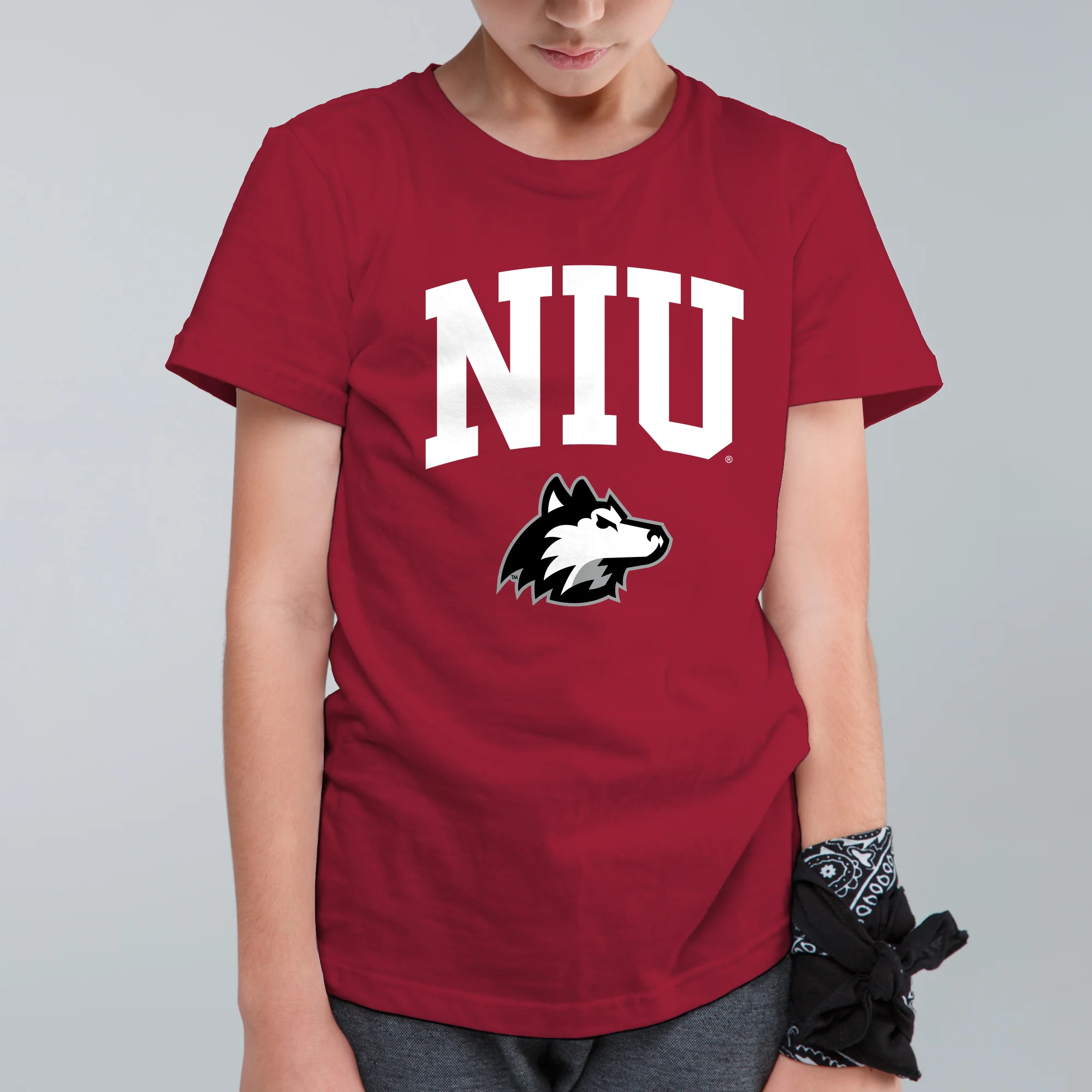 Northern Illinois Arch Logo Youth T-Shirt - Cardinal - Image 3