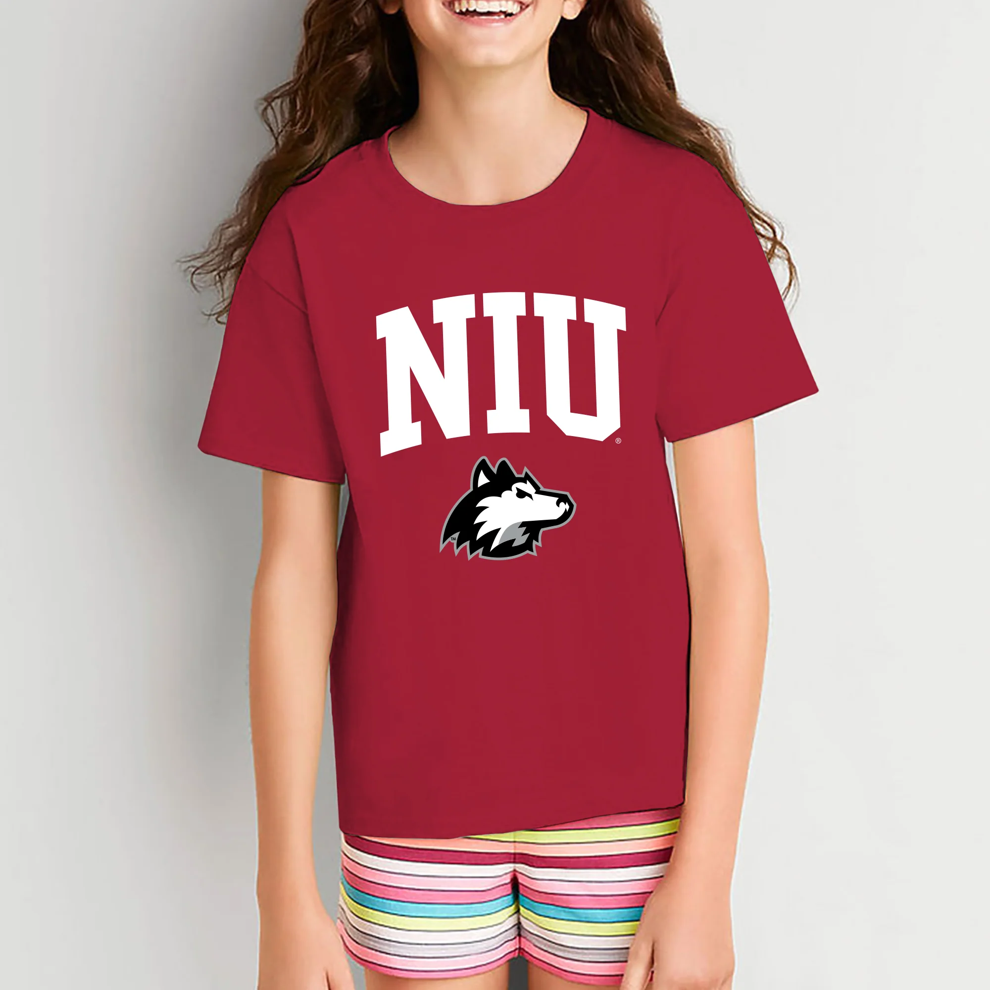 Northern Illinois Arch Logo Youth T-Shirt - Cardinal - Image 4