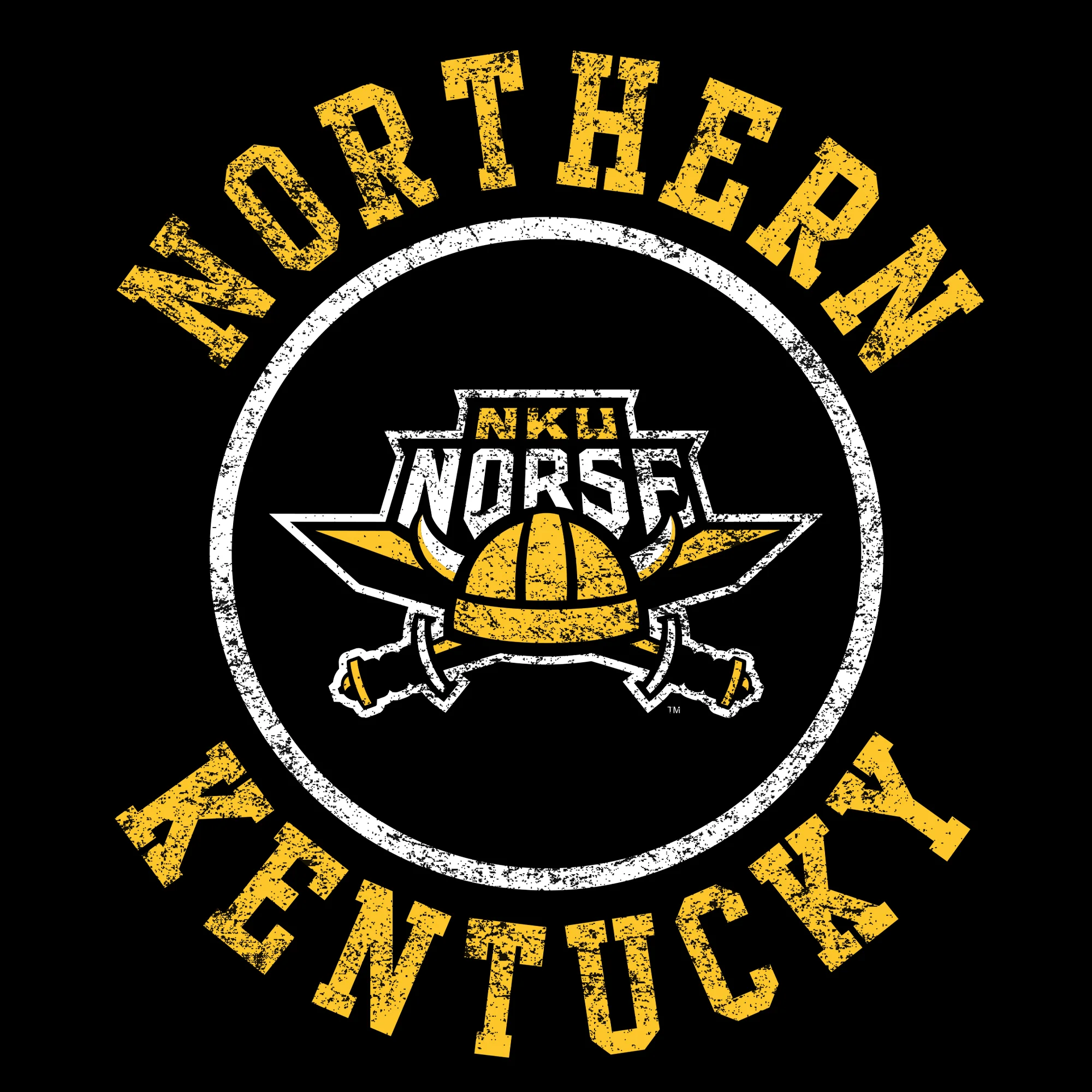 Northern Kentucky University Norse Distressed Circle Logo Youth Short Sleeve T Shirt - Black - Image 2