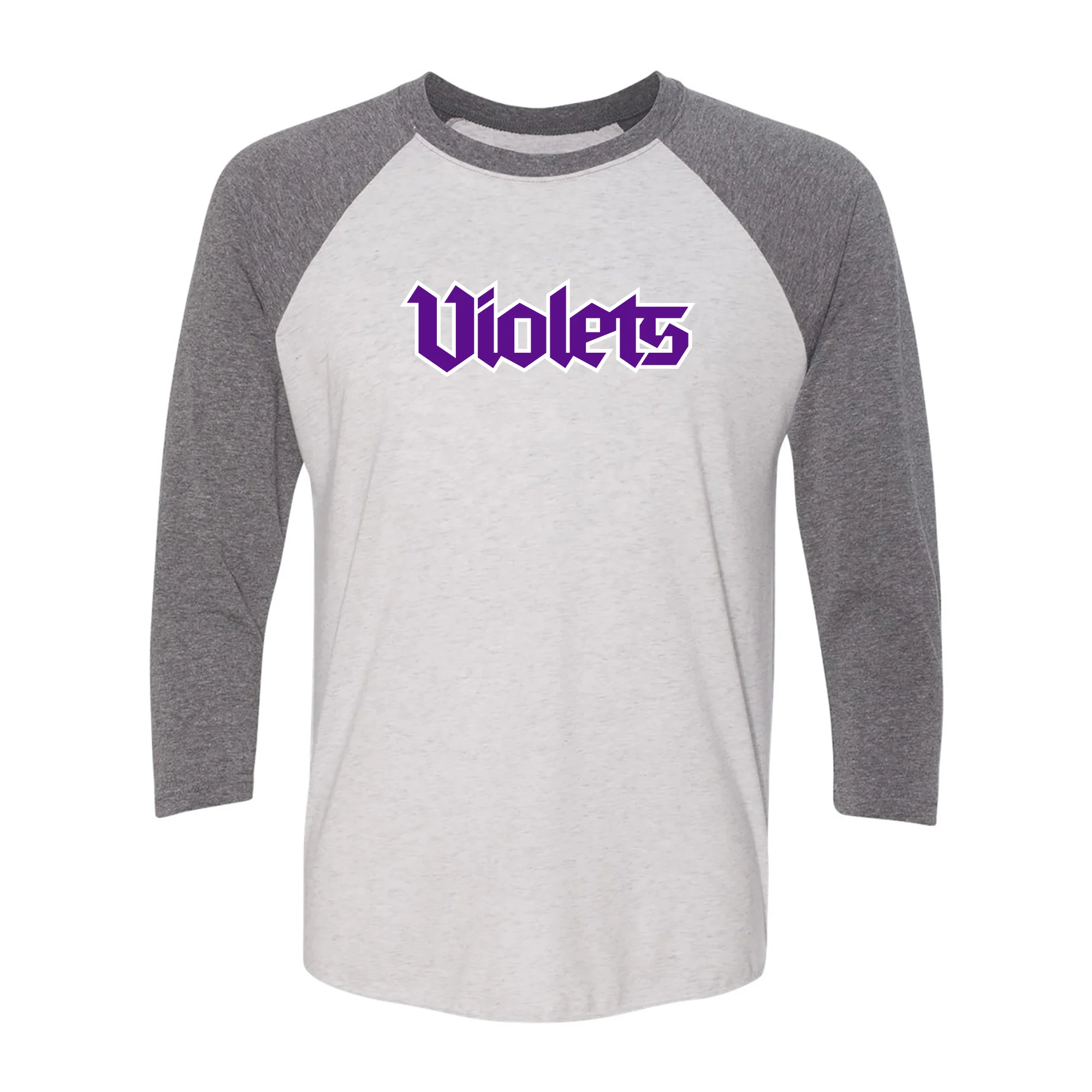 NYU Violets Wordmark 3/4-Sleeve Raglan T-Shirt - Image 2