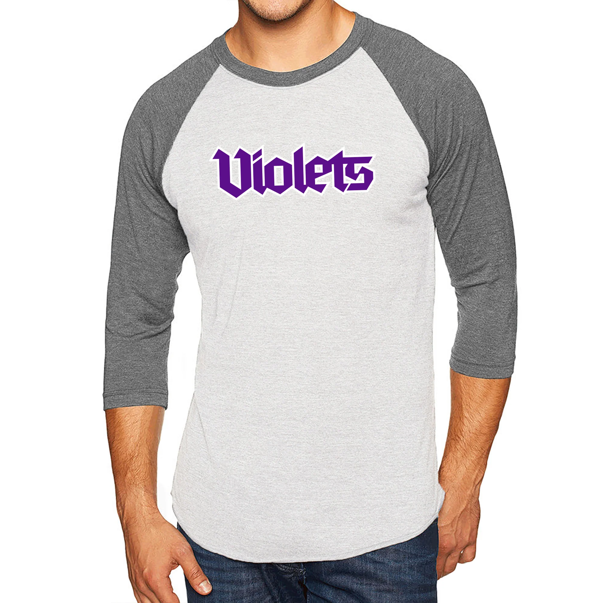 NYU Violets Wordmark 3/4-Sleeve Raglan T-Shirt - Image 6