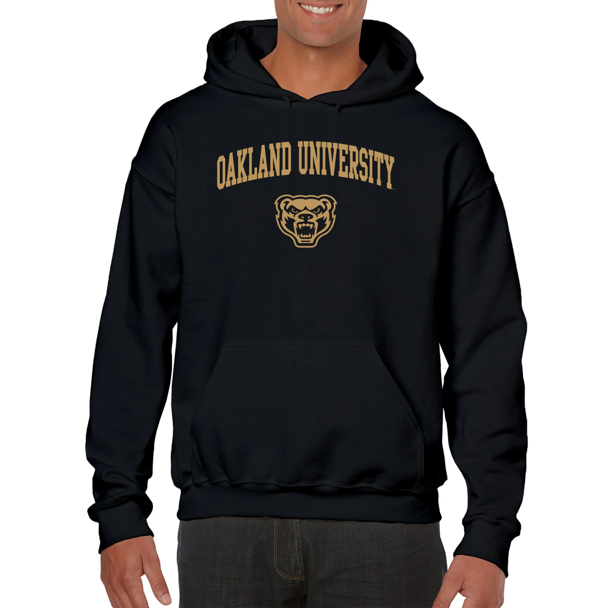 Oakland University Golden Grizzlies Arch Logo Hooded Sweatshirt - Black - Image 3