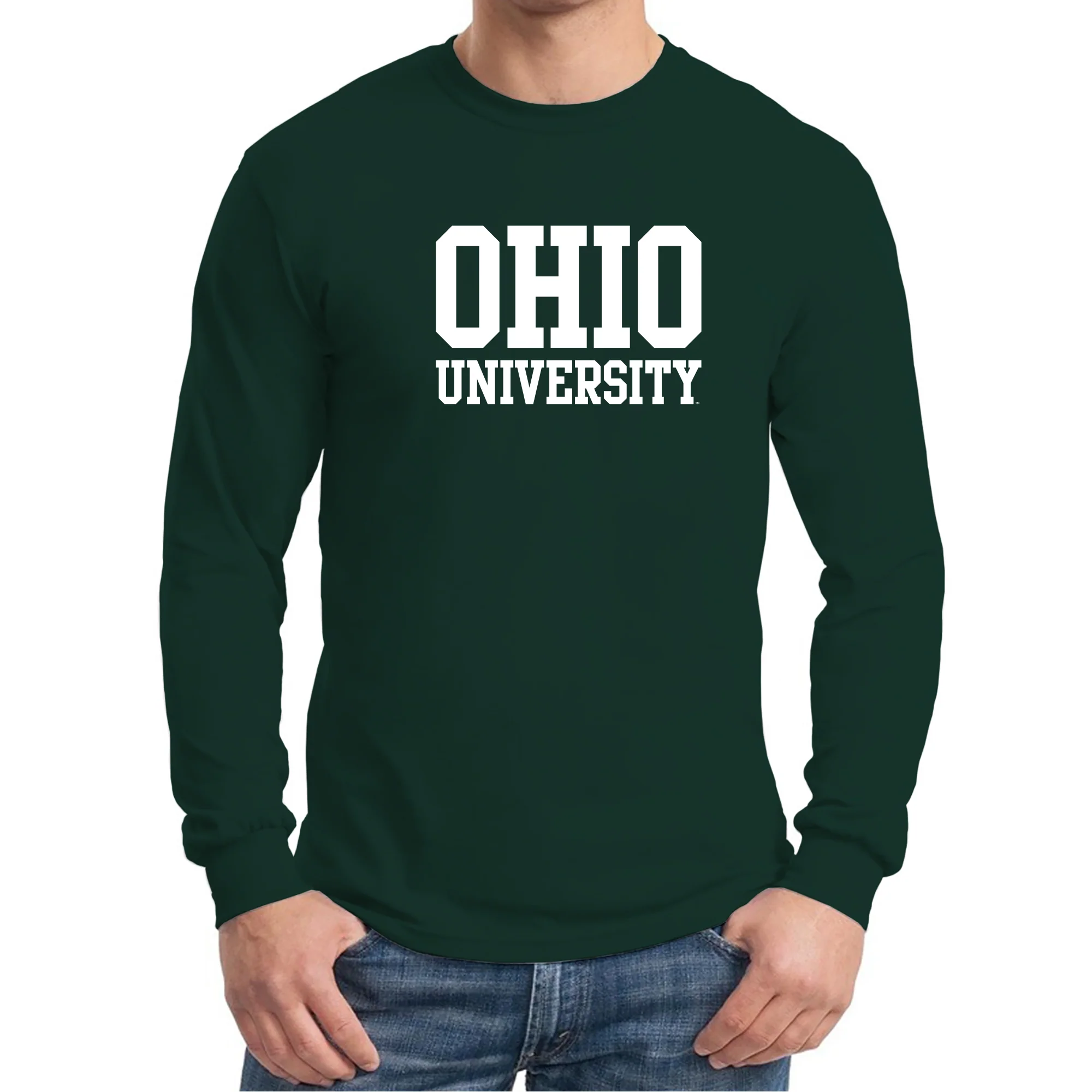 Ohio University Bobcats Basic Block Long Sleeve T Shirt - Forest - Image 3