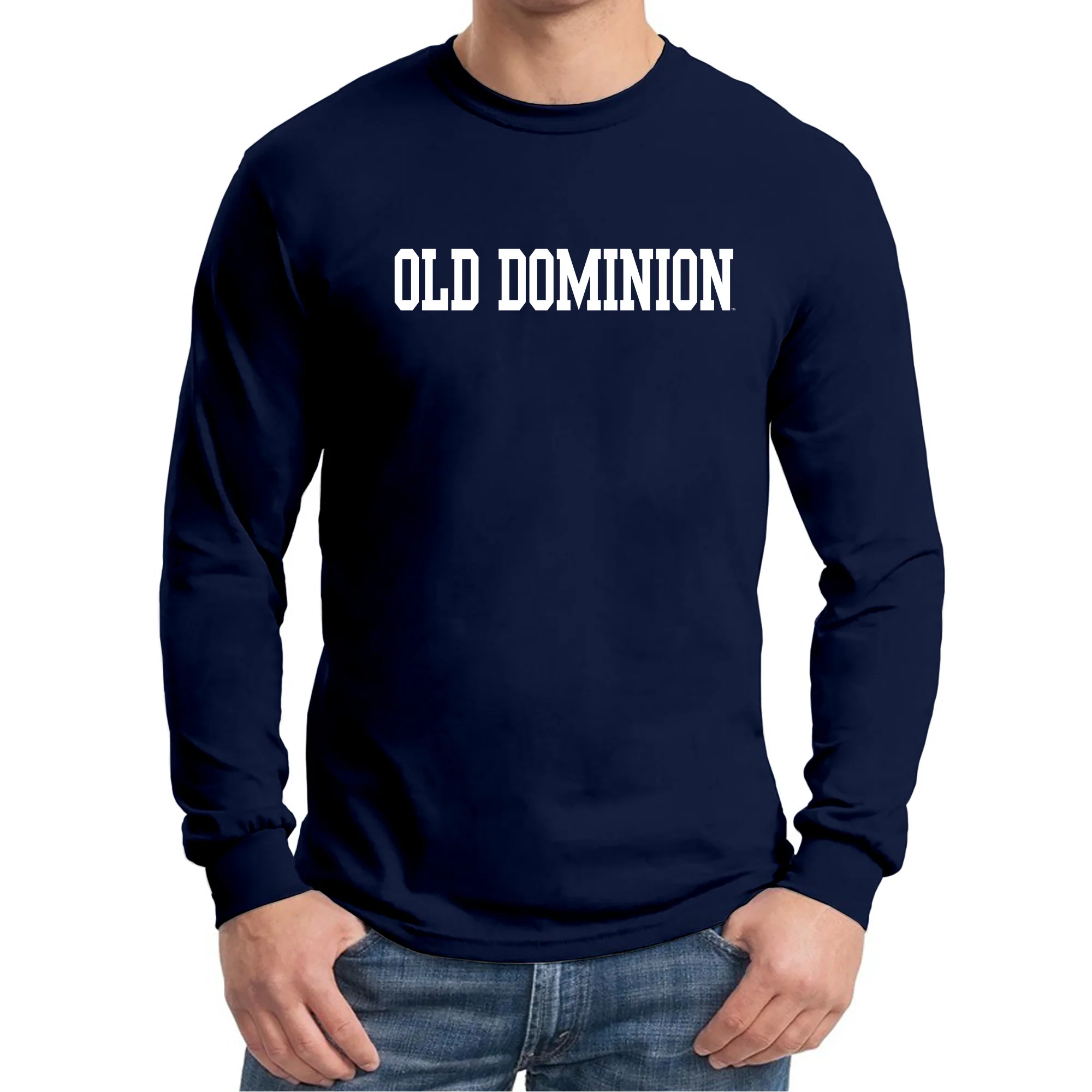 Old Dominion University Monarchs Basic Block Long Sleeve T-shirt - Navy - Image 4