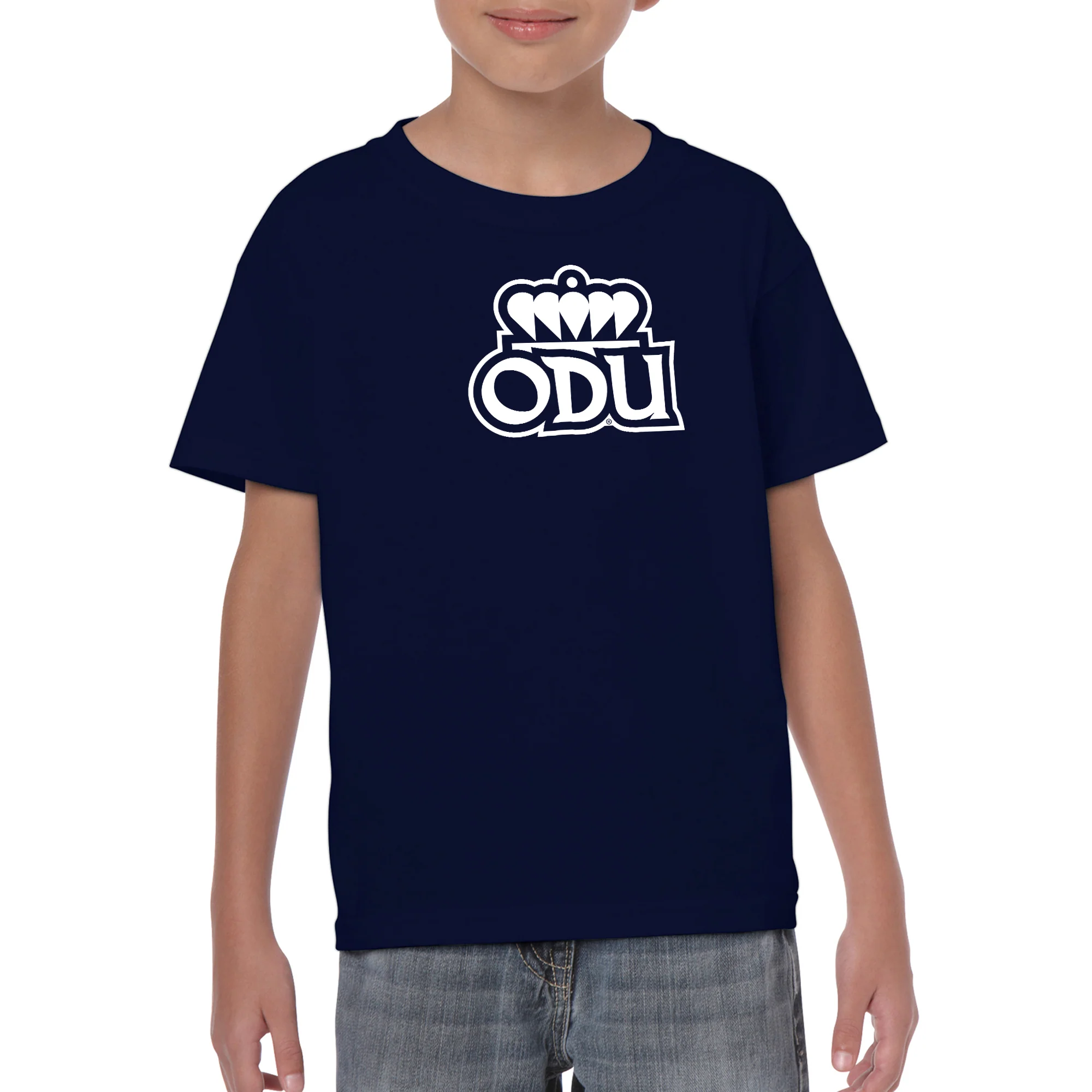 Old Dominion University Monarchs Primary Logo Youth Short Sleeve T Shirt - Navy - Image 4