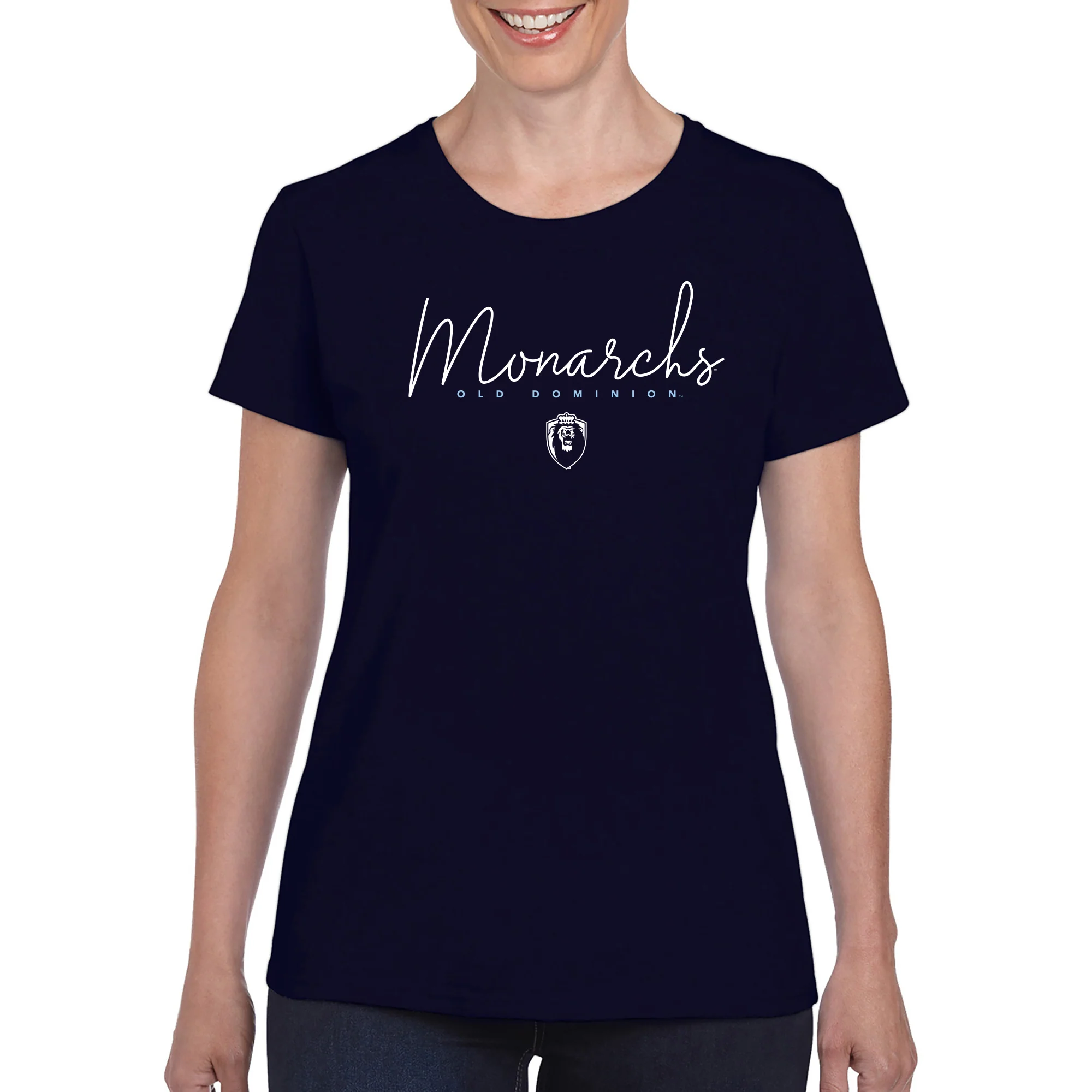 Old Dominion Thin Script Womens T-Shirt - Navy - Image 4