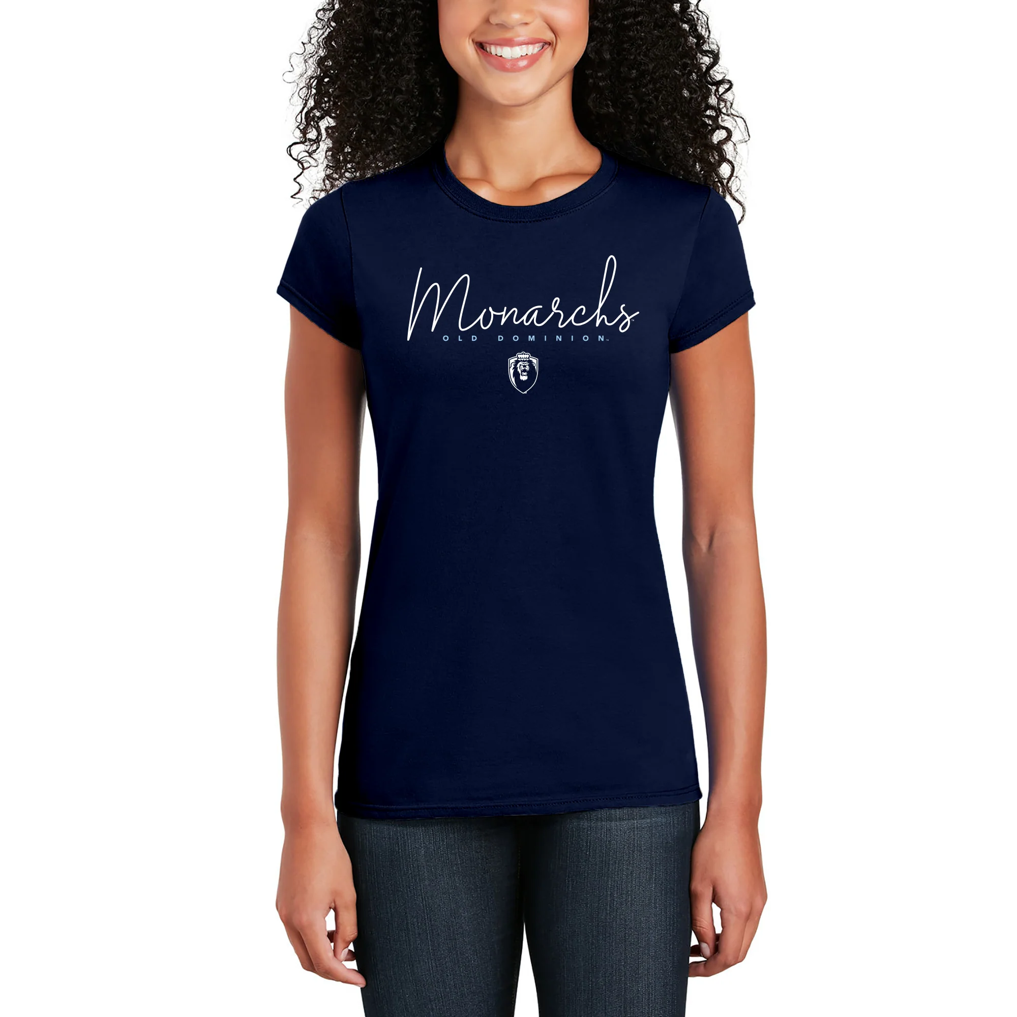 Old Dominion Thin Script Womens T-Shirt - Navy - Image 5