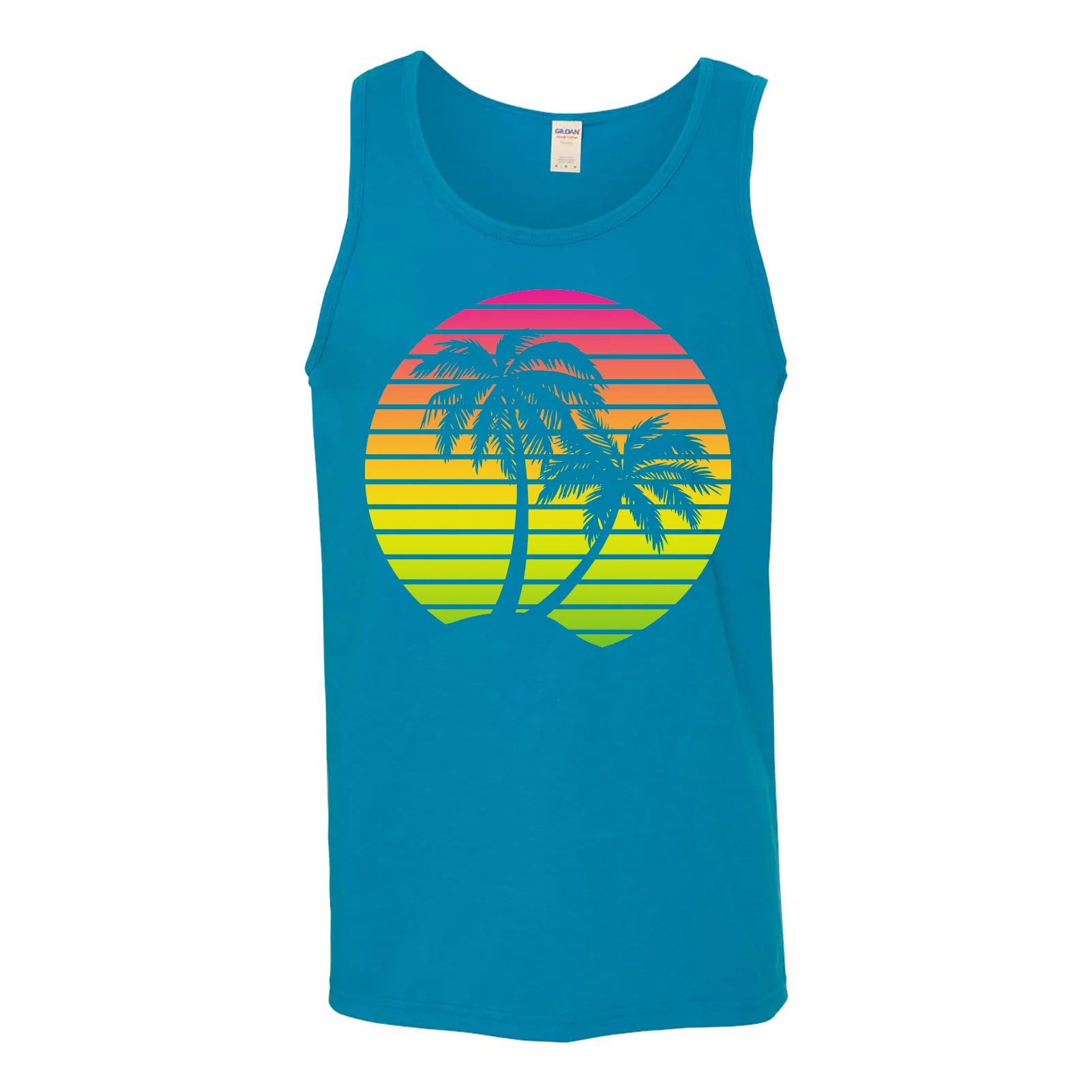 Palm Trees Sunset Tank Top - Sapphire