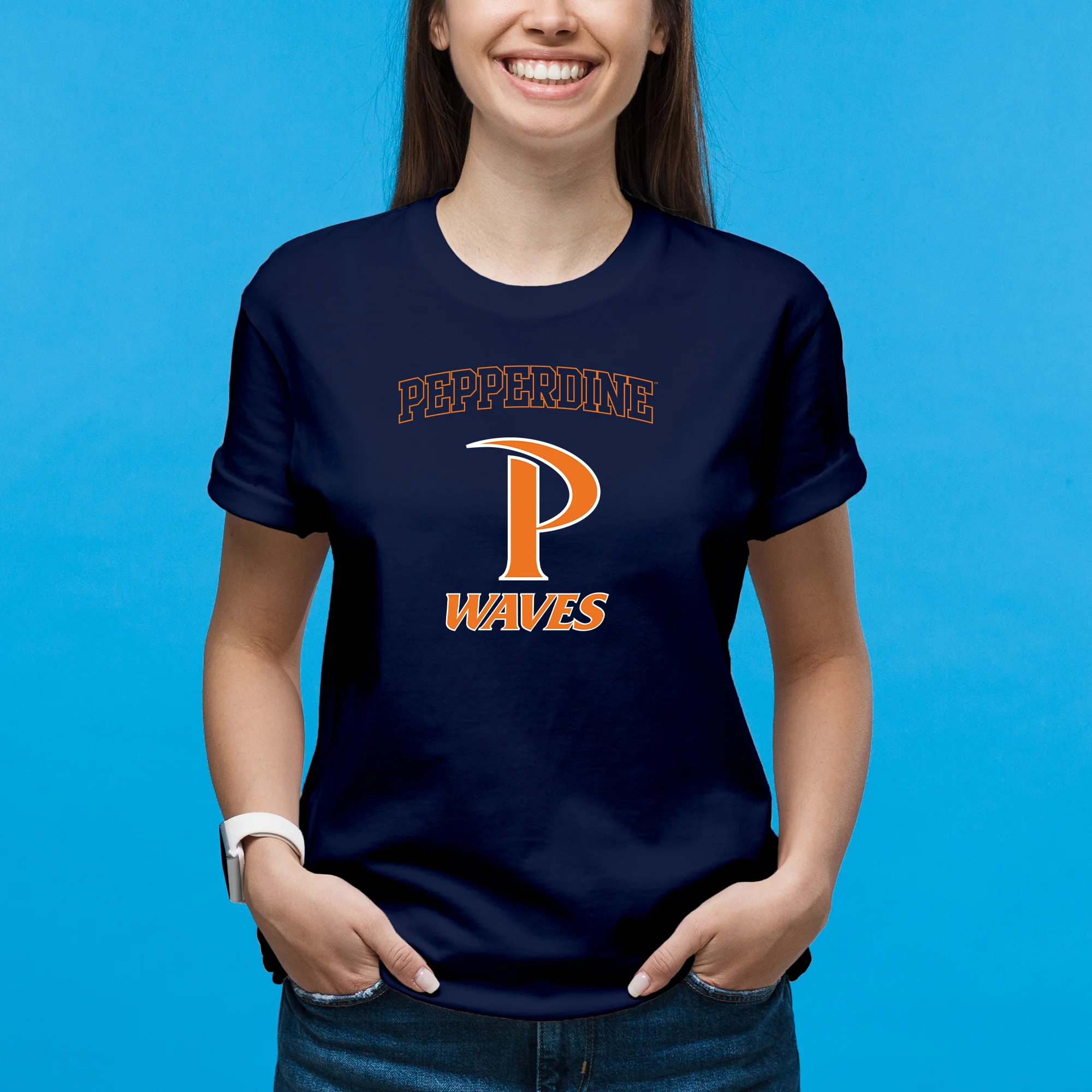 Pepperdine University Waves Arch Logo T-Shirt - Navy - Image 4