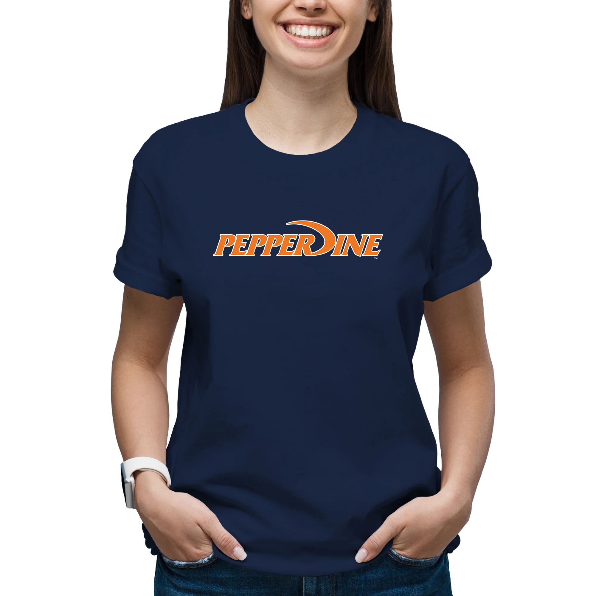 Pepperdine University Waves Basic Block T-Shirt - Navy - Image 4