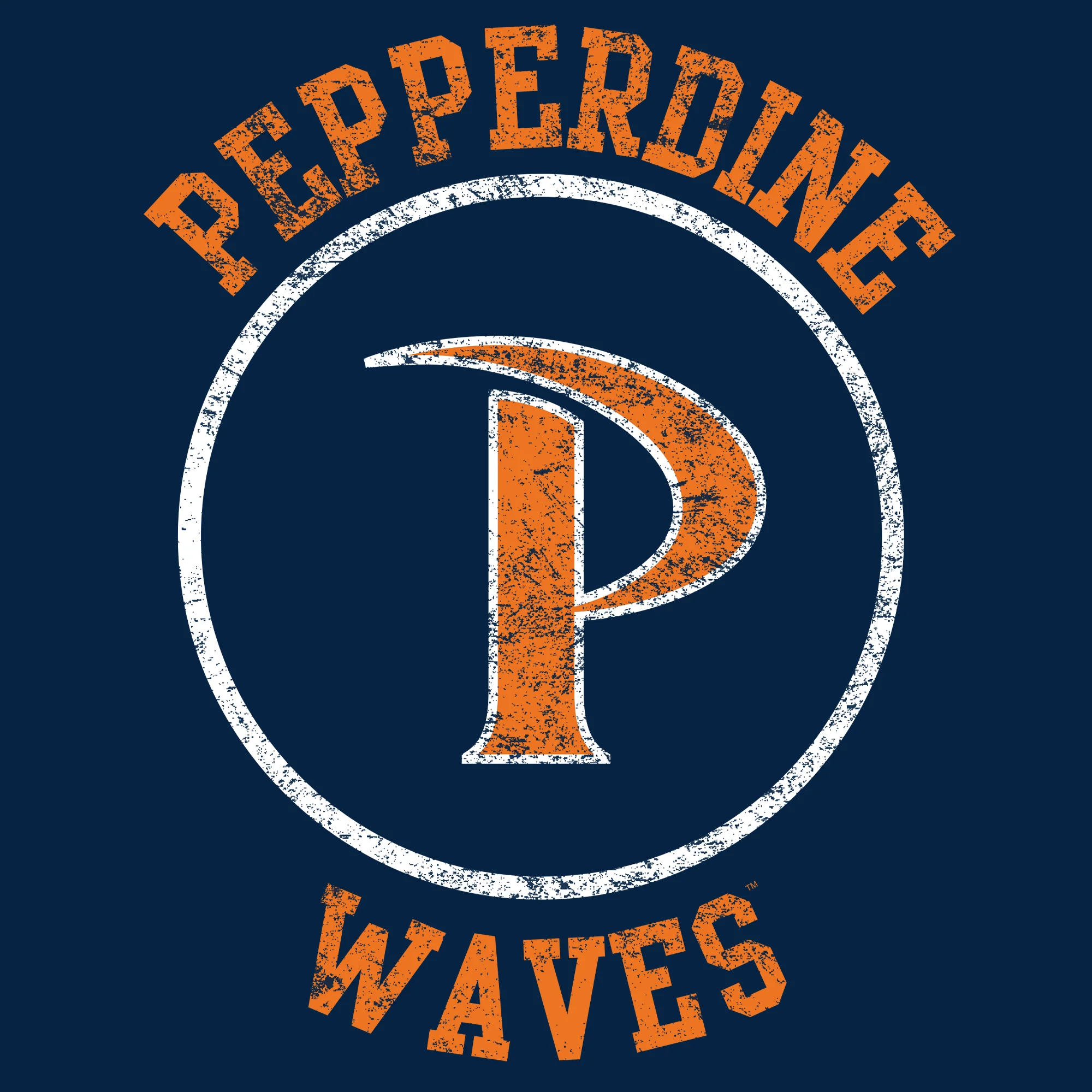 Pepperdine University Waves Distressed Circle Logo Long Sleeve T-Shirt - Navy - Image 2