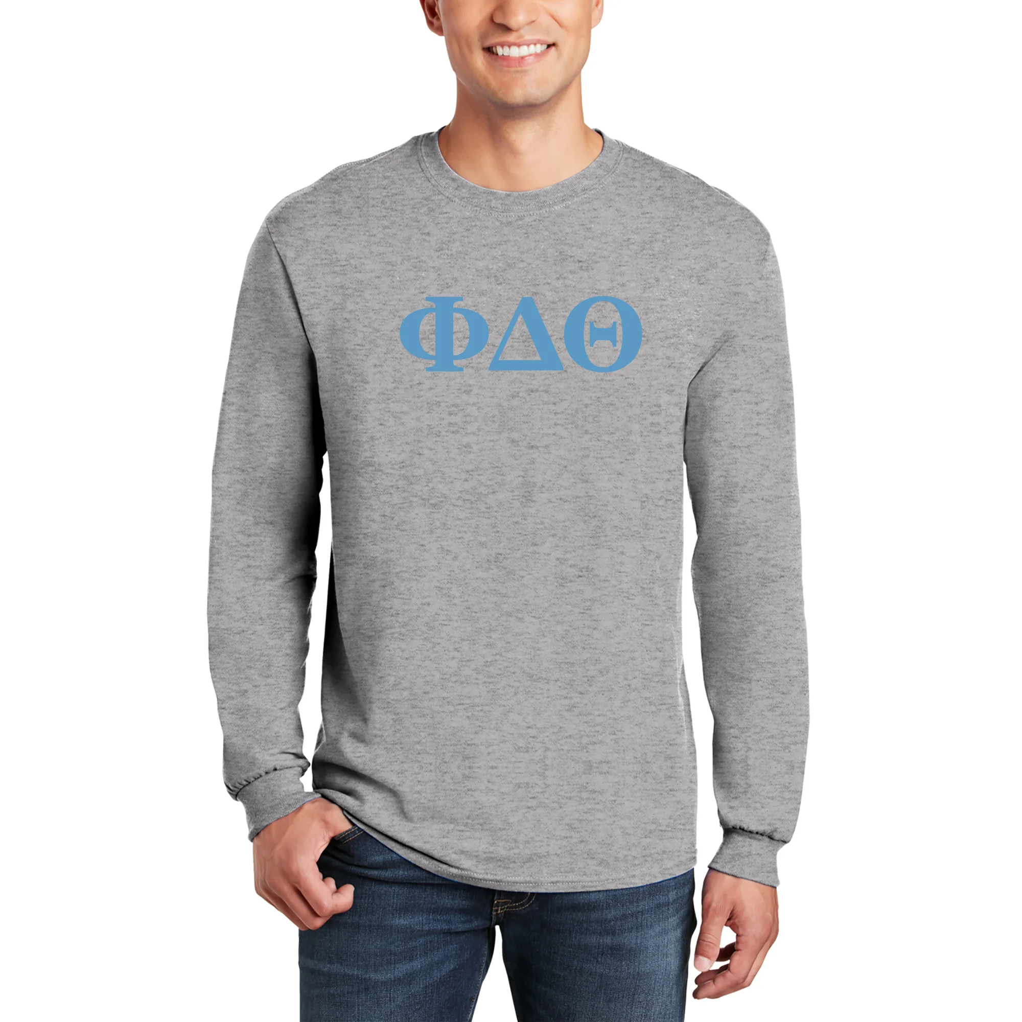 Phi Delta Theta Greek Letter Block Long Sleeve - Sport Grey - Image 3
