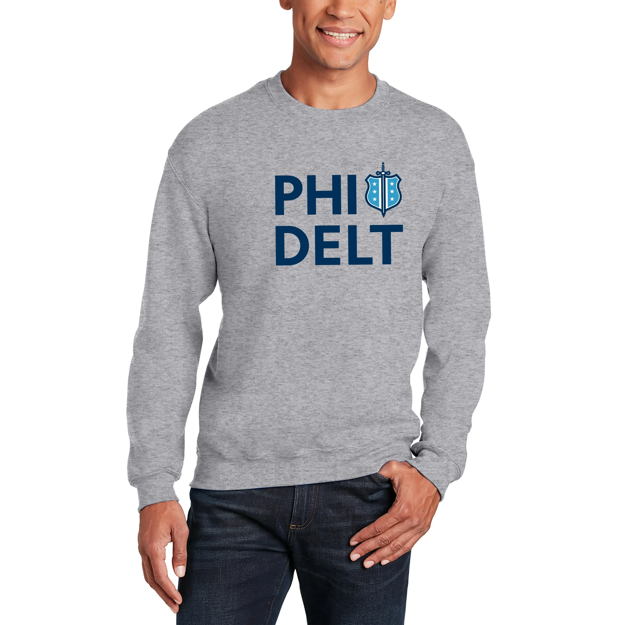 Phi Delta Theta Greek Primary Logo Crewneck - Sport Grey - Image 3