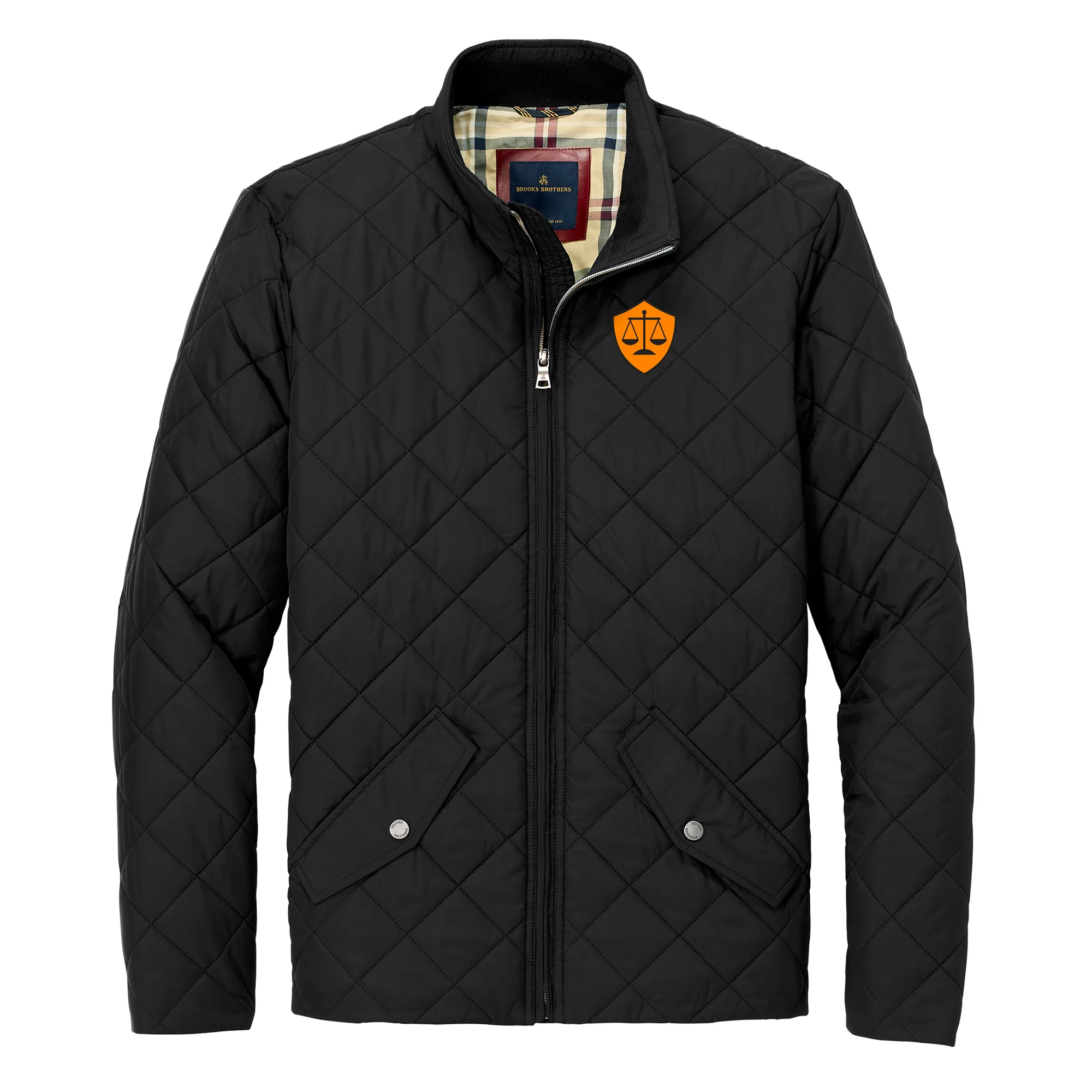Phi Mu Delta Primary Logo LC Brooks Brothers Quilted Jacket - Deep Black