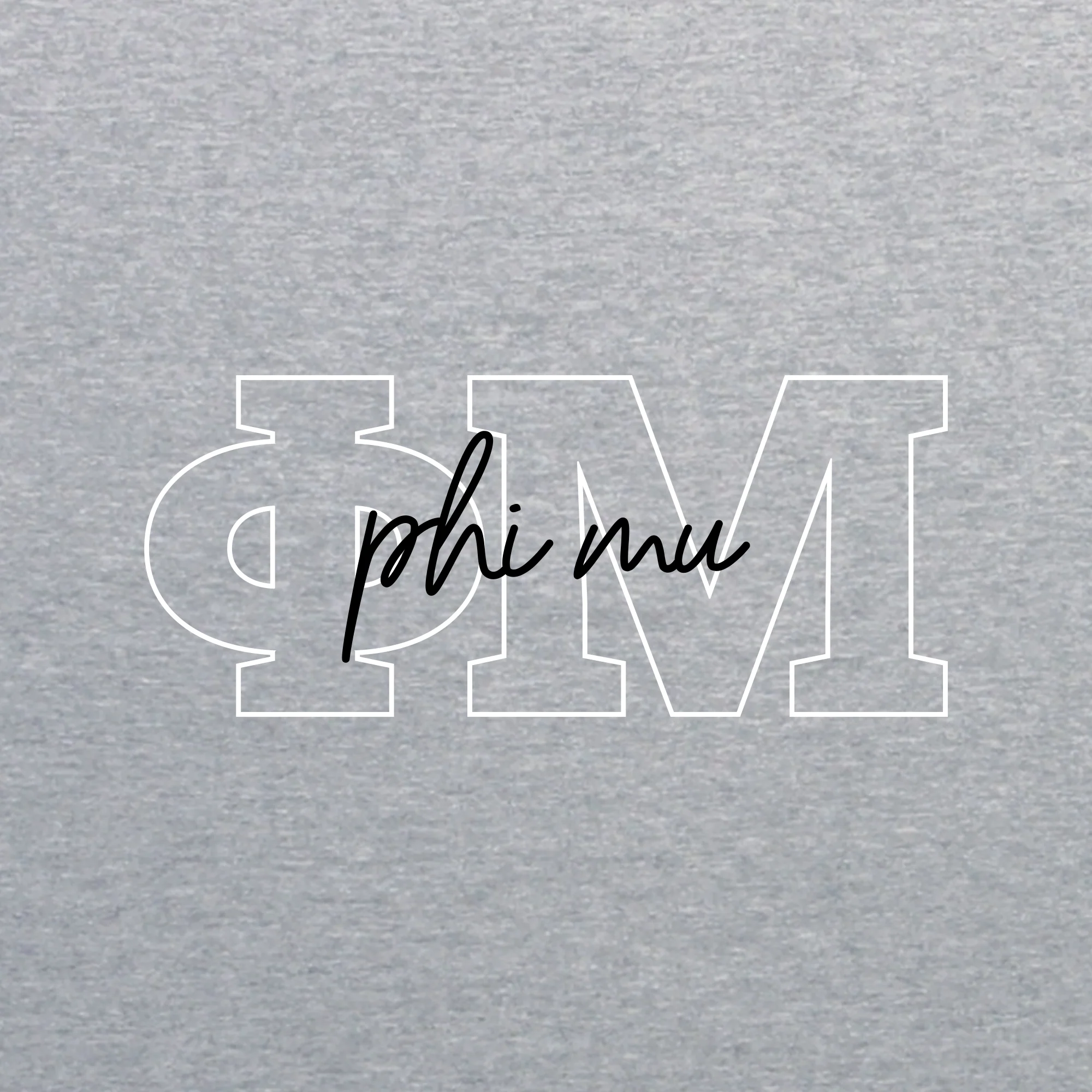 Phi Mu Greek Outline Overlay Crewneck Sweatshirt - Sport Grey - Image 2