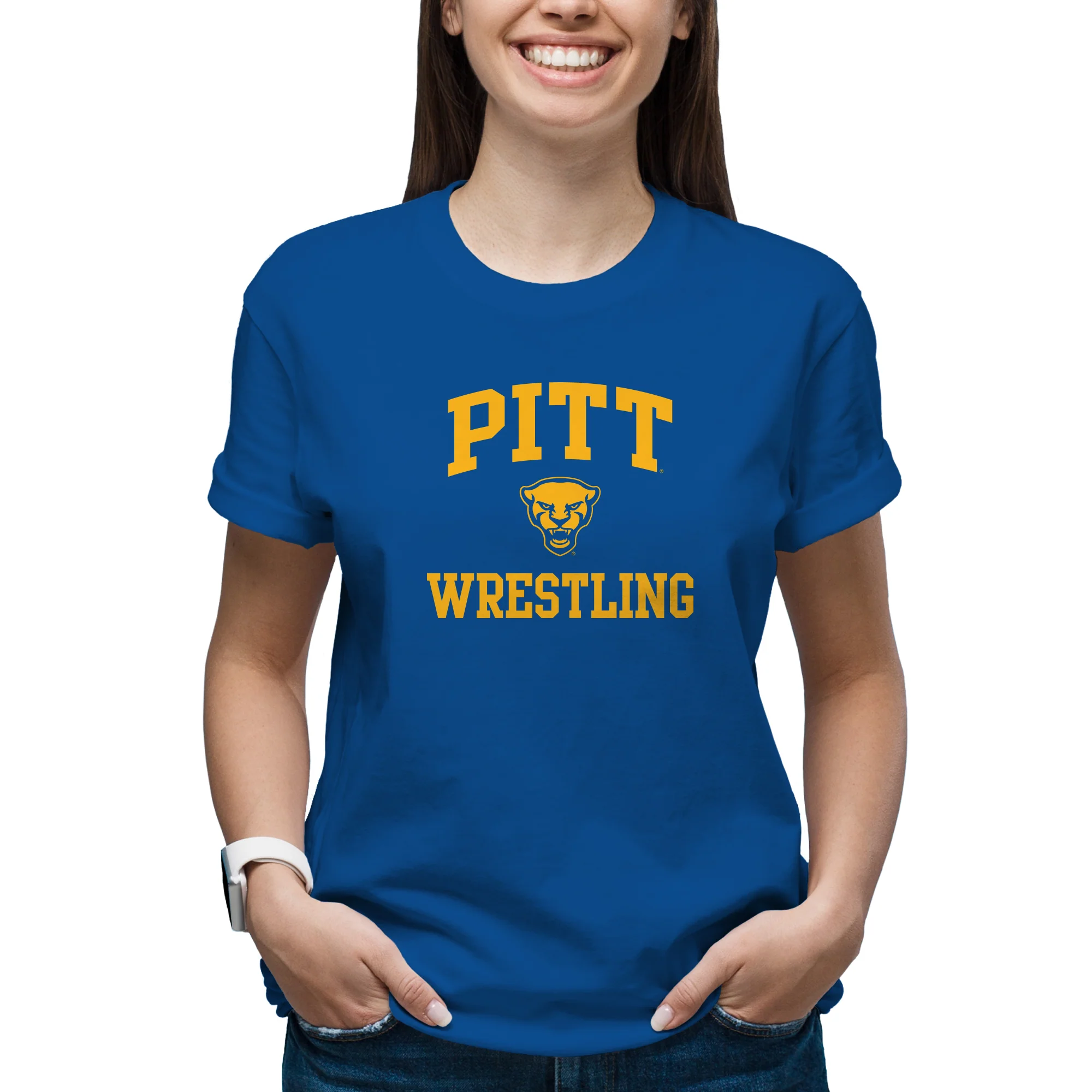 Pittsburgh Arch Logo Wrestling T-Shirt - Royal - Image 4