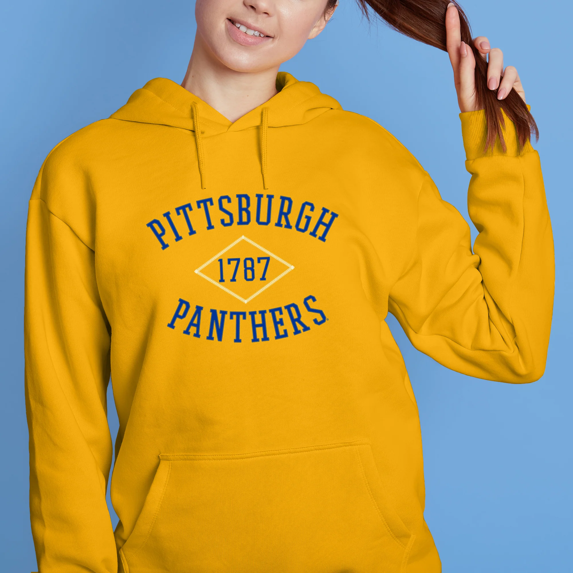Pittsburgh Faux Stitch Arch Hoodie - Gold - Image 4