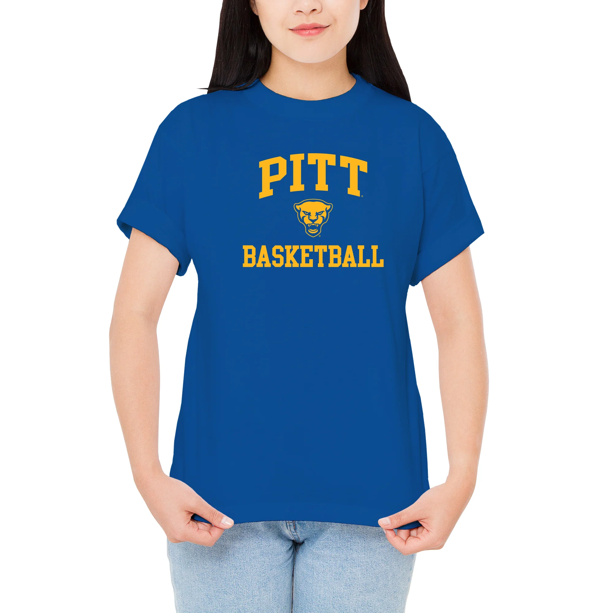 Pittsburgh Panthers Arch Logo Basketball T-Shirt - Royal - Image 4