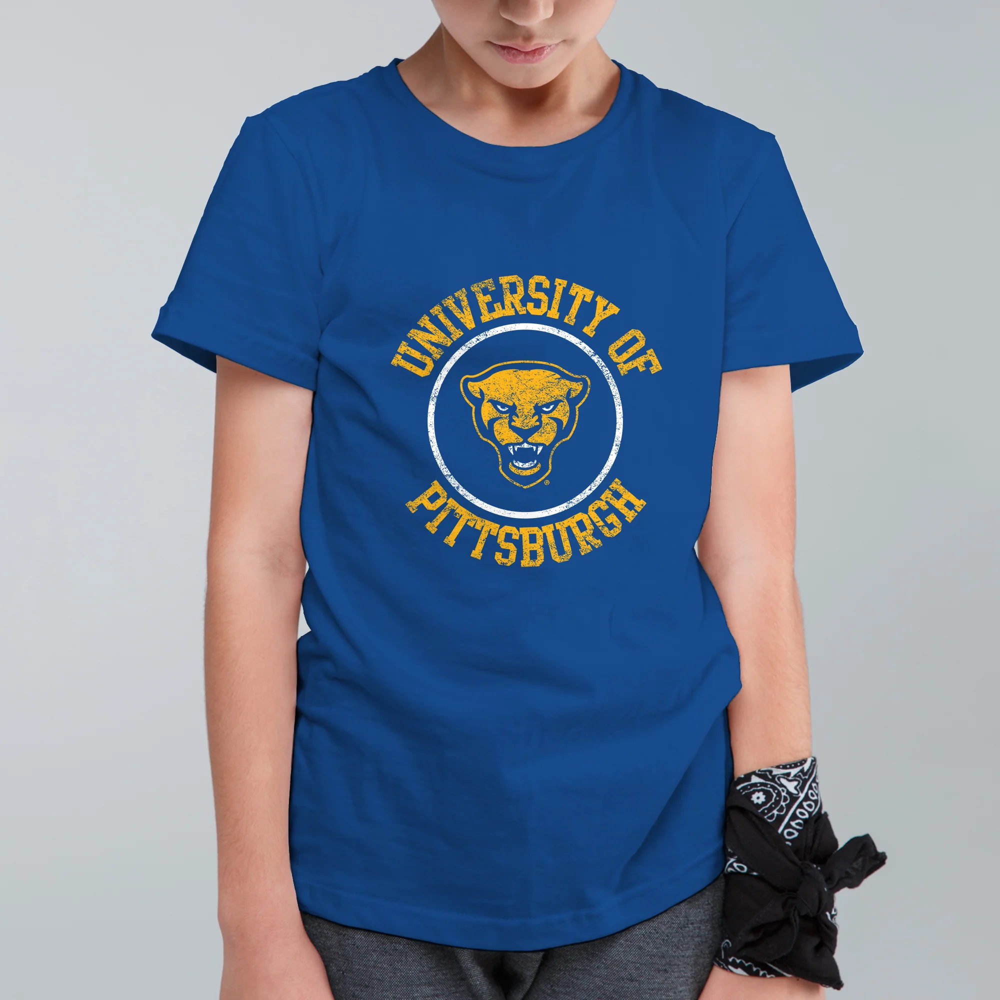 Pittsburgh Panthers Distressed Circle Logo Youth T-Shirt - Royal - Image 3