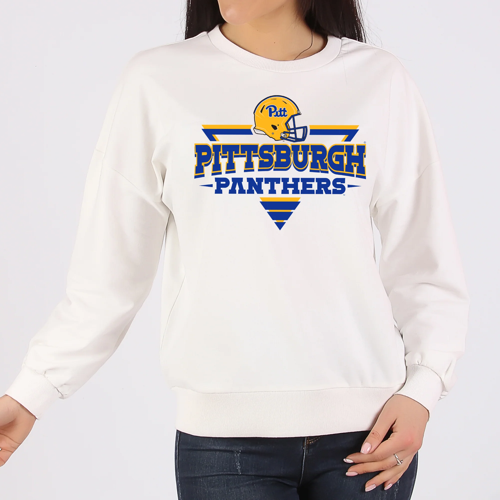 Pittsburgh Panthers Football Triangle Crewneck Sweatshirt - White - Image 4