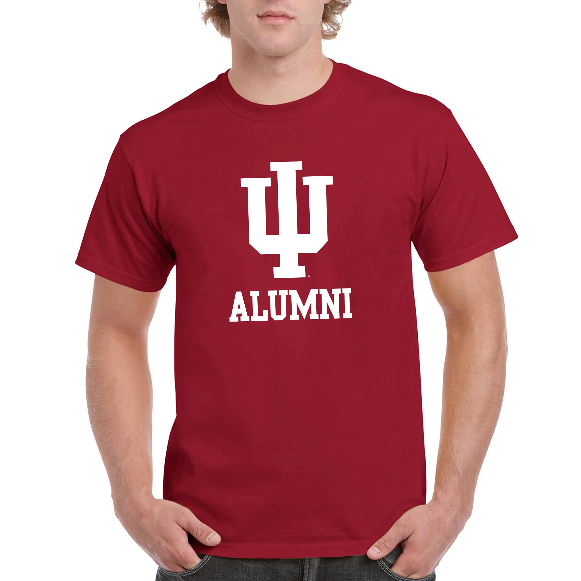 Indiana University Hoosiers Primary Logo Alumni Basic Cotton Short Sleeve T Shirt - Cardinal - Image 3