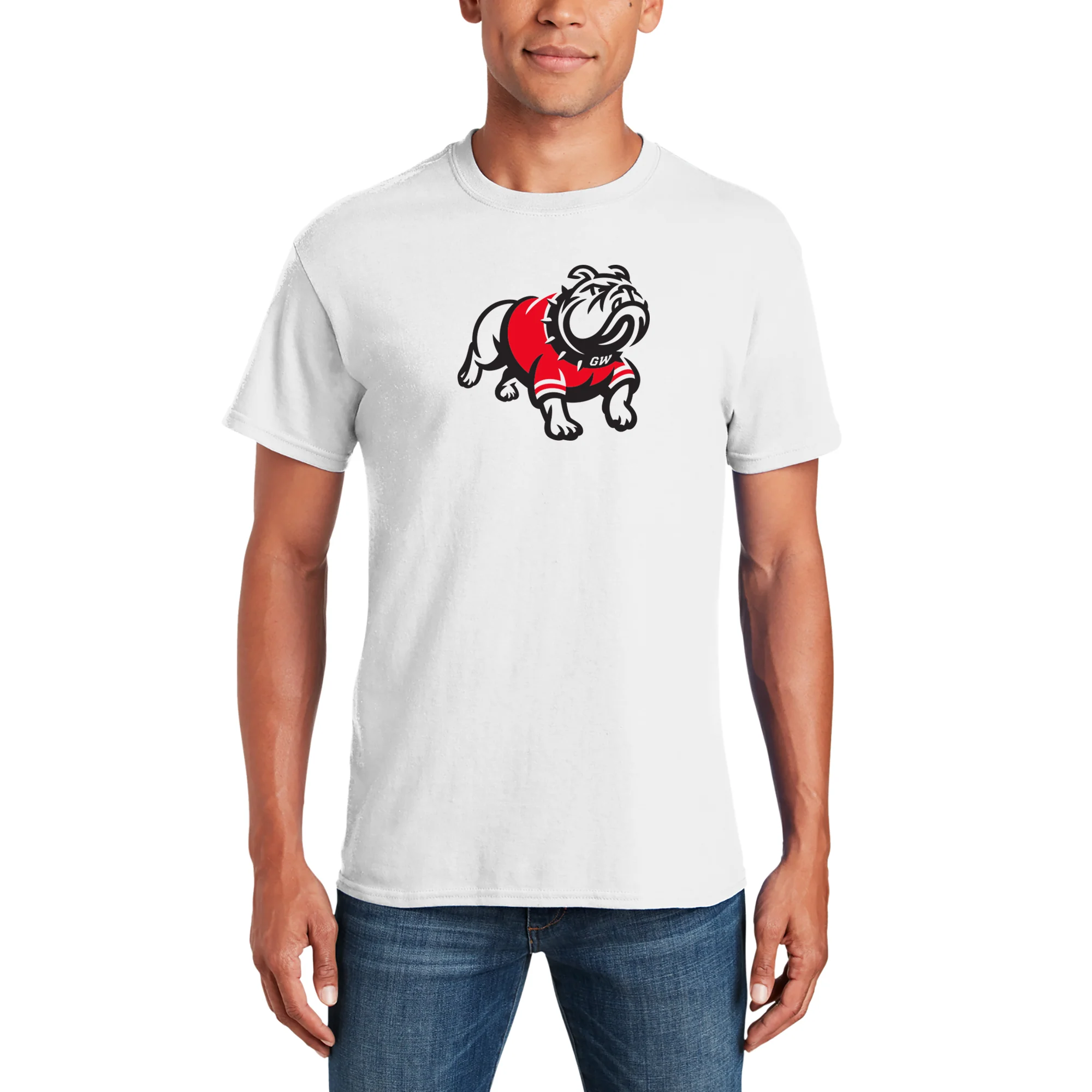 Gardner-Webb University Bulldogs Primary Logo Basic Cotton Short Sleeve T Shirt - White - Image 3