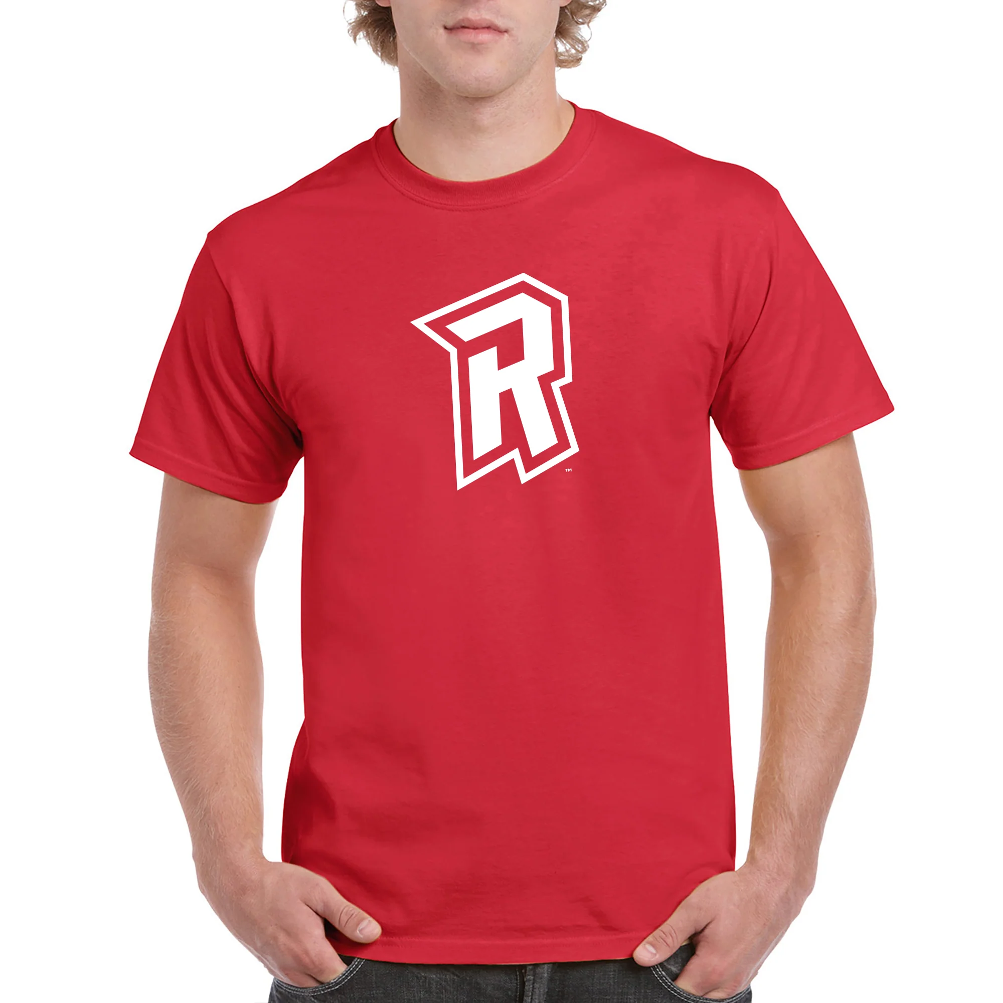 Radford University Highlanders Primary Logo Basic Cotton Short Sleeve T Shirt - Red - Image 3