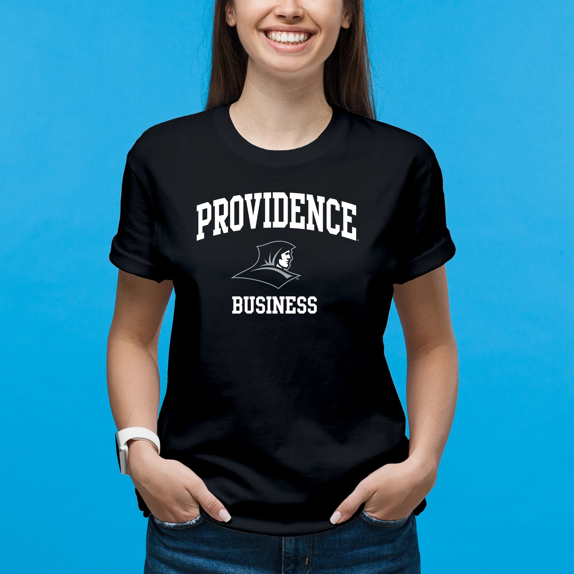 Providence Friars Arch Logo Business T-Shirt - Black - Image 4