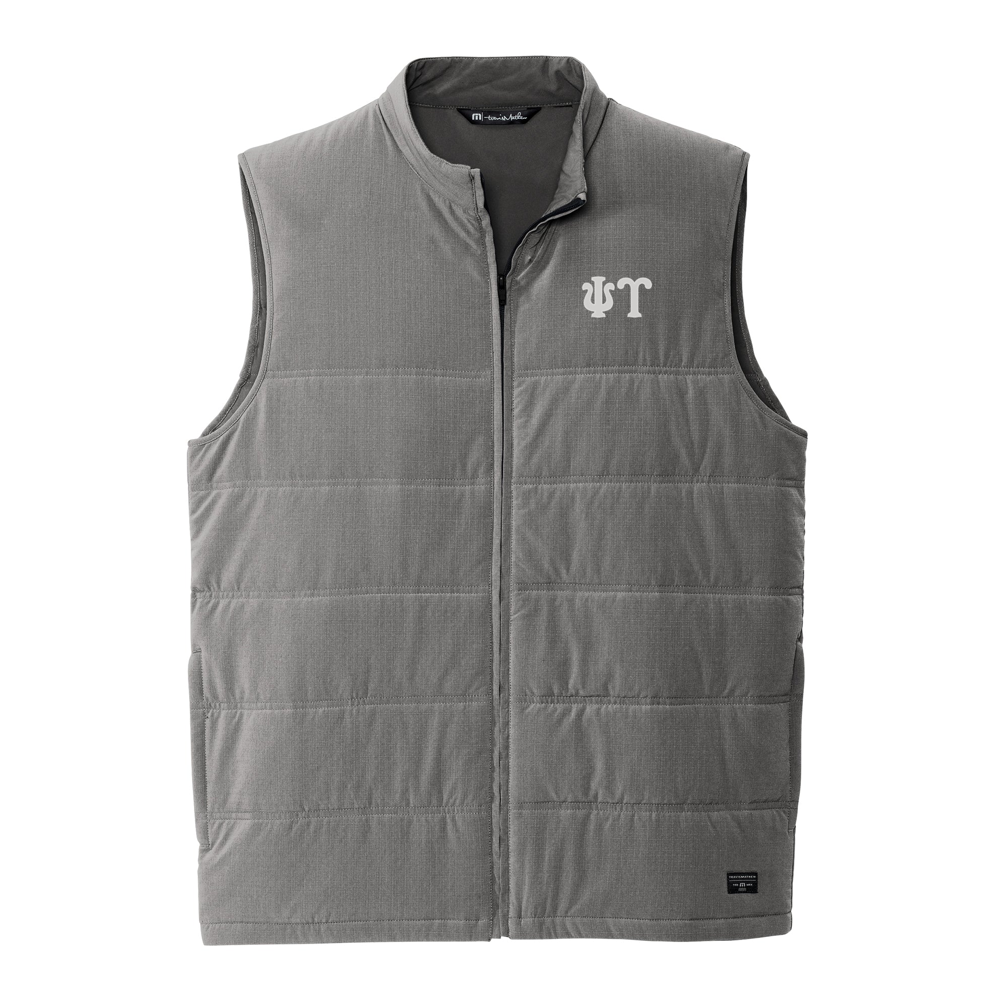 Psi Upsilon Greek Letter Block LC Travis Mathew Cold Bay Vest - Quiet Shade Grey