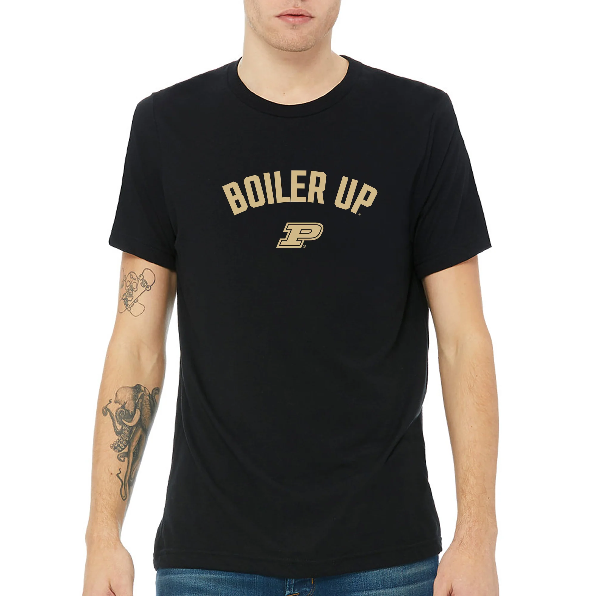 Purdue Boiler Up Arc Canvas Triblend T-Shirt - Solid Black - Image 3