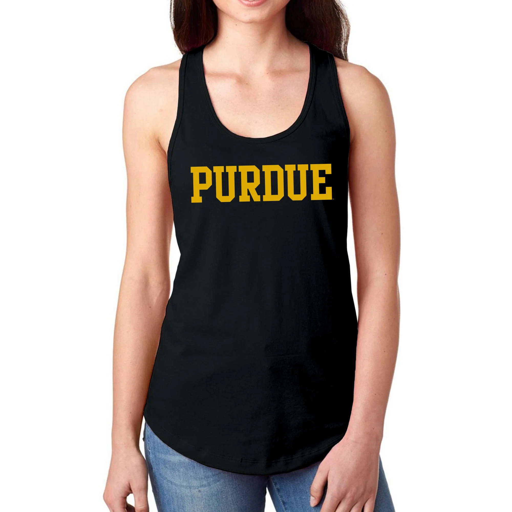 Purdue Boilermakers Basic Block Womens Racerback Tank - Black - Image 3