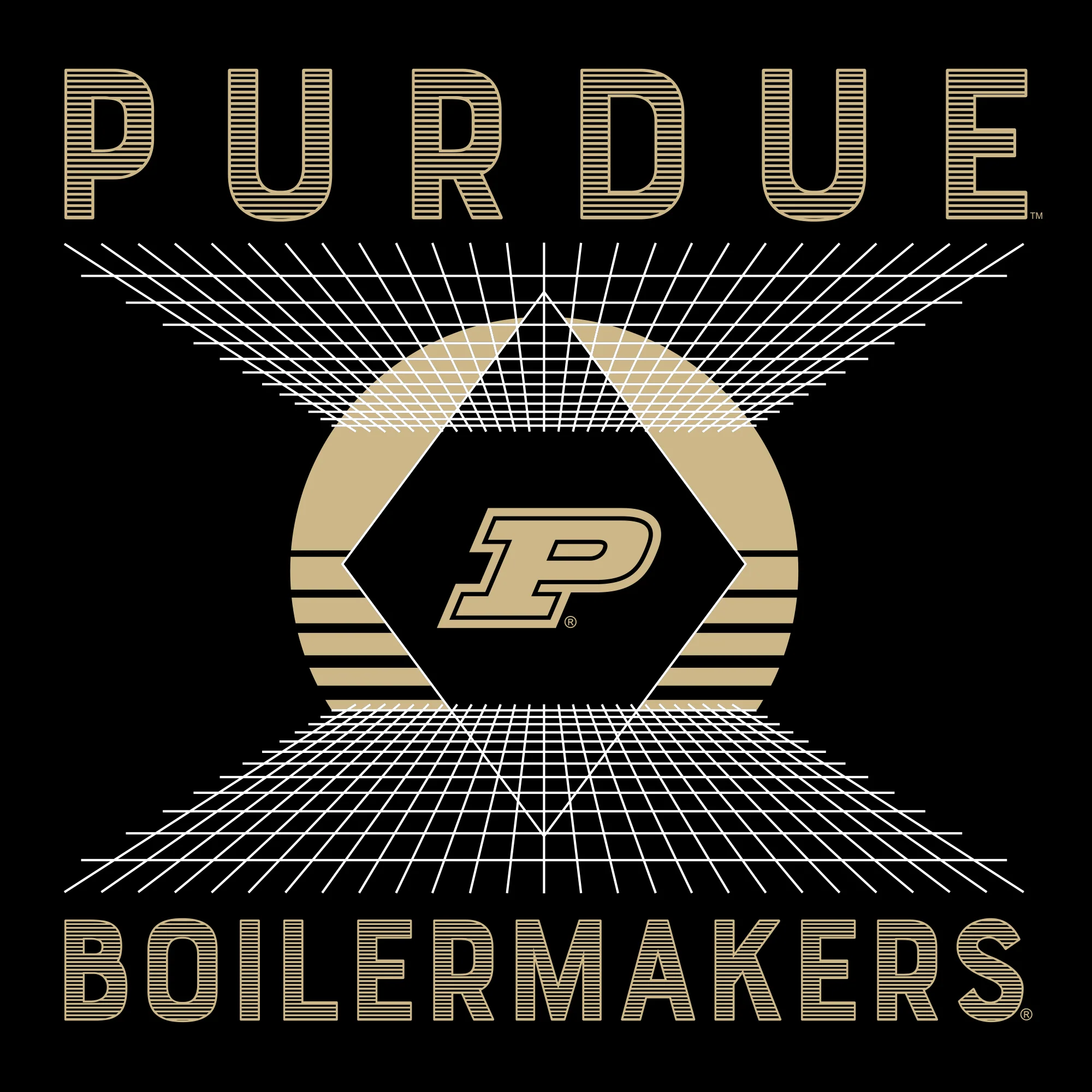 Purdue Boilermakers Vaporwave Grid Tank Top - Black - Image 2
