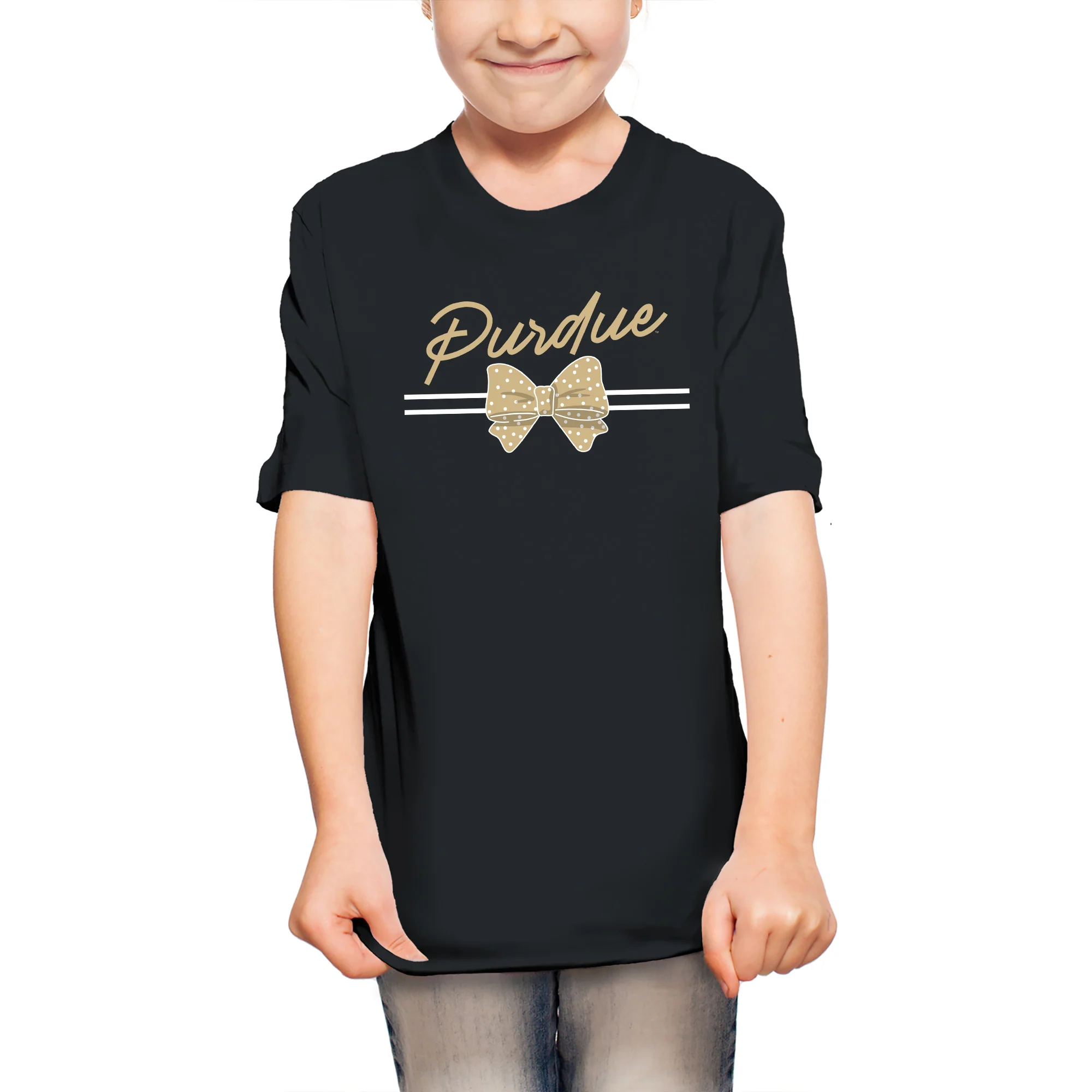 Purdue Bow Script Youth T-Shirt - Black - Image 3