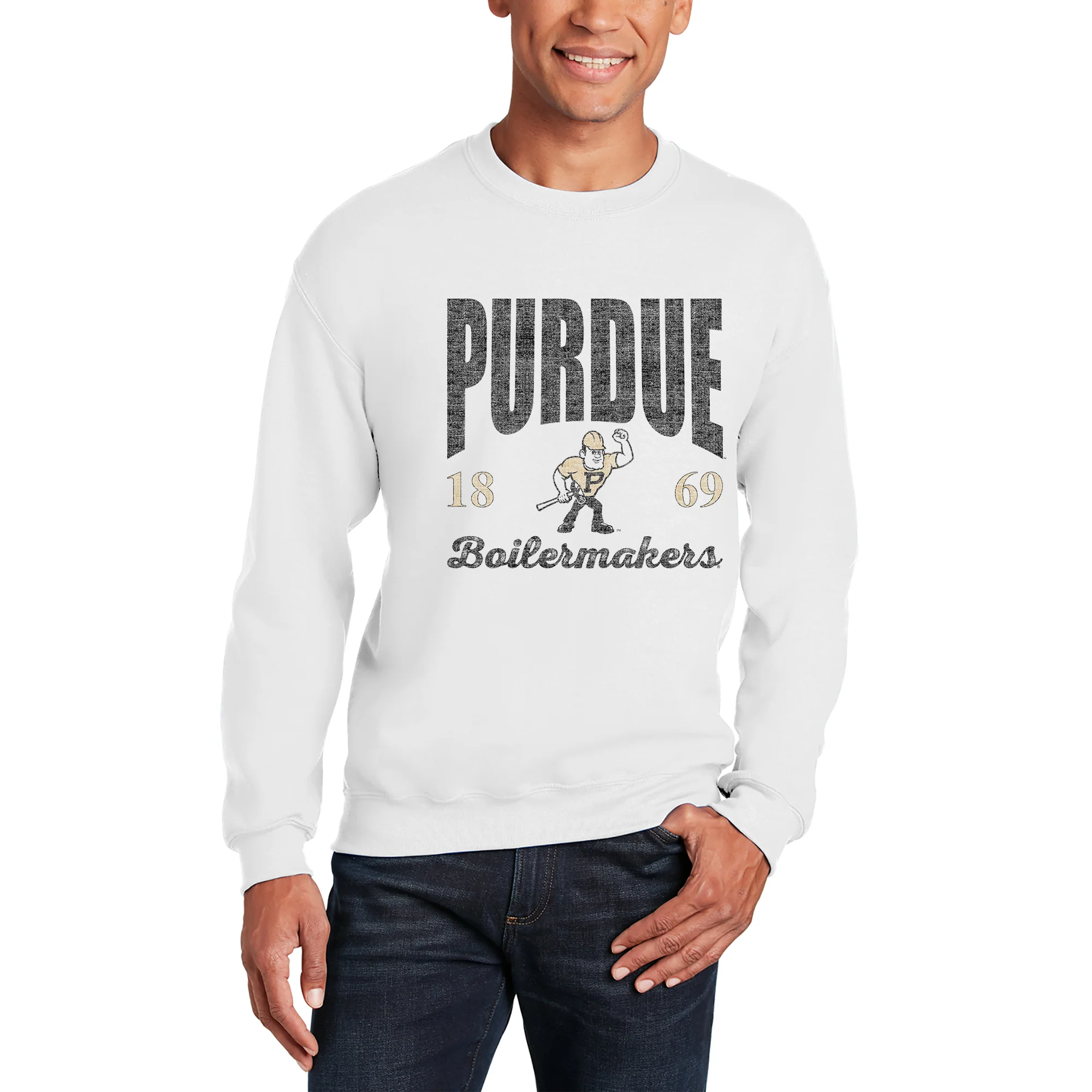 Purdue Giving Noise JA BTB Fleece Crewneck - White - Image 3