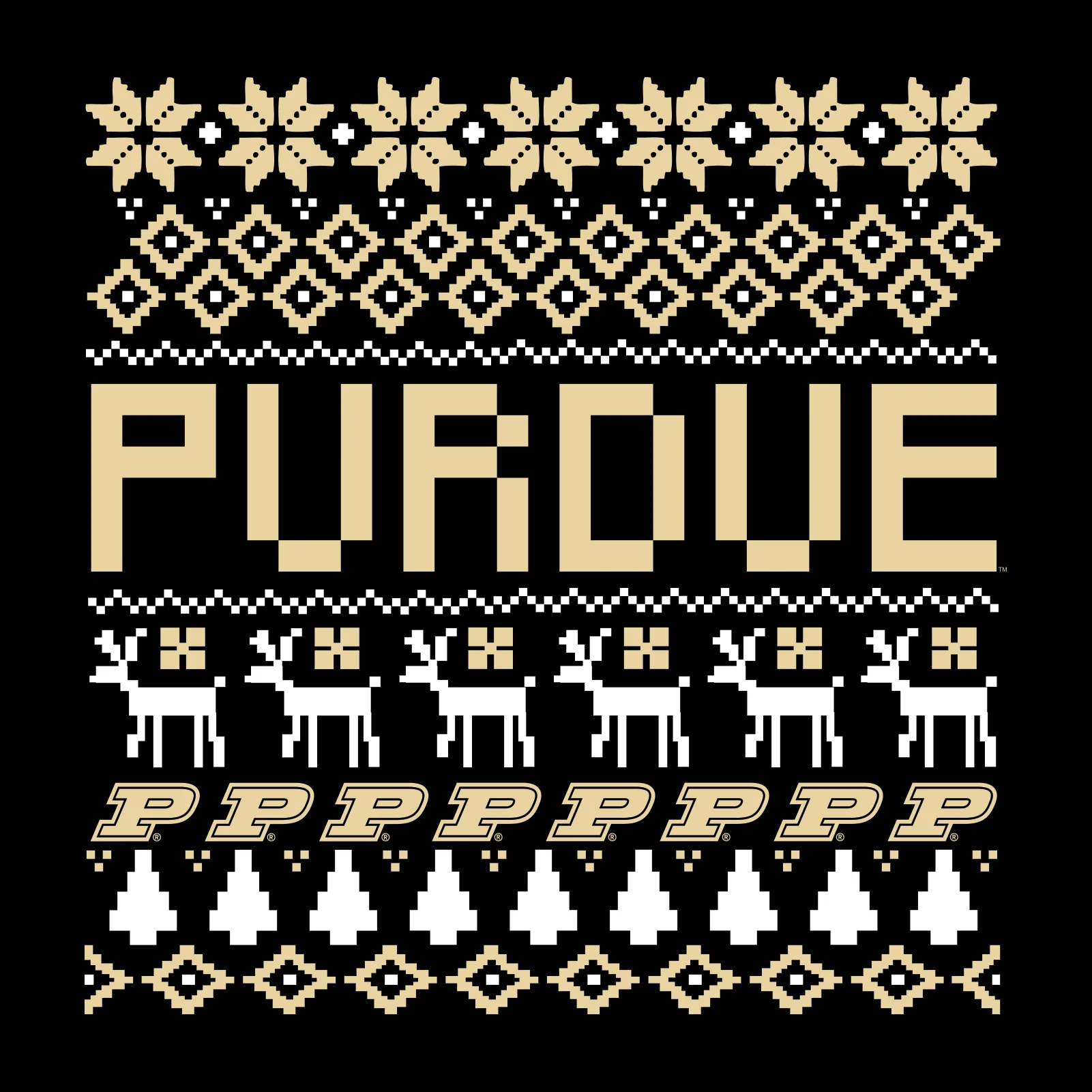 Purdue University Boilermakers Holiday Sweater Short Sleeve T-Shirt - Black - Image 2