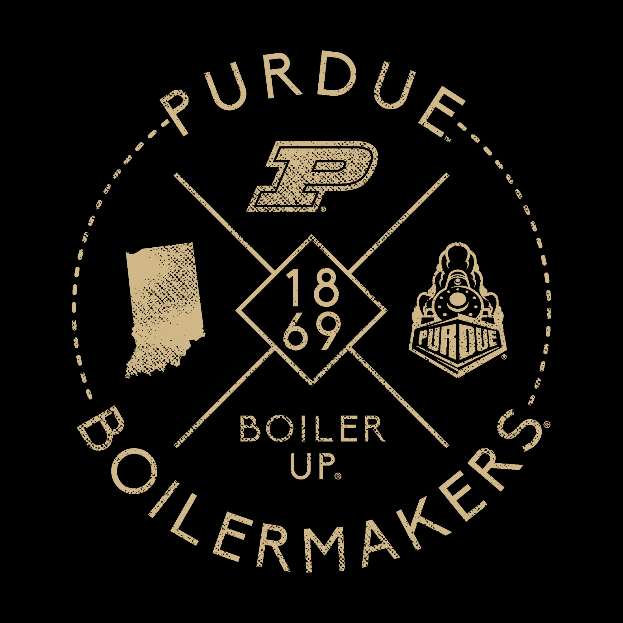 Purdue University Boilermakers Identity Stamp Heavy Blend Crewneck Sweatshirt - Black - Image 2