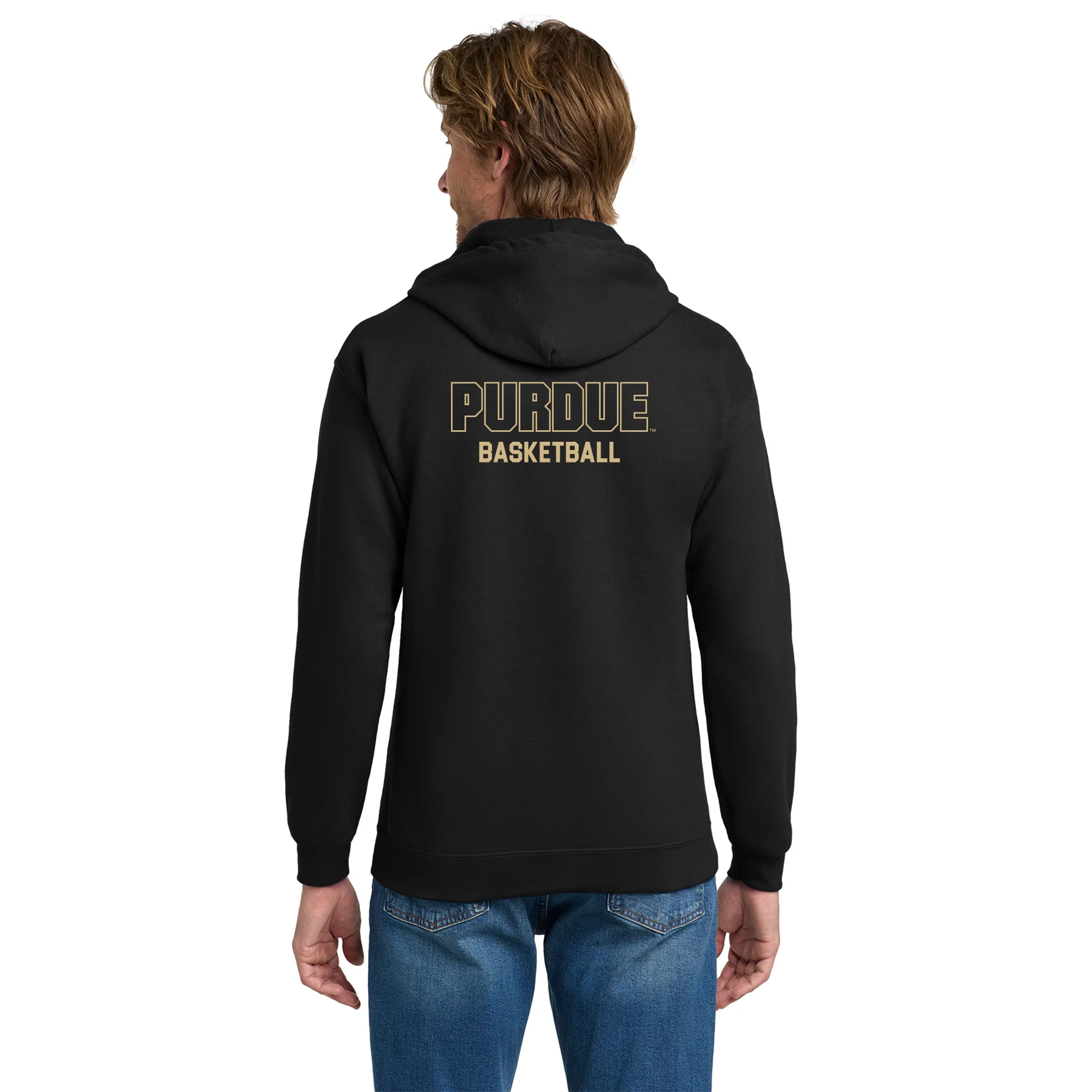 Purdue Pete Basketball Mascot Mark LC Zip Hoodie - Black - Image 5