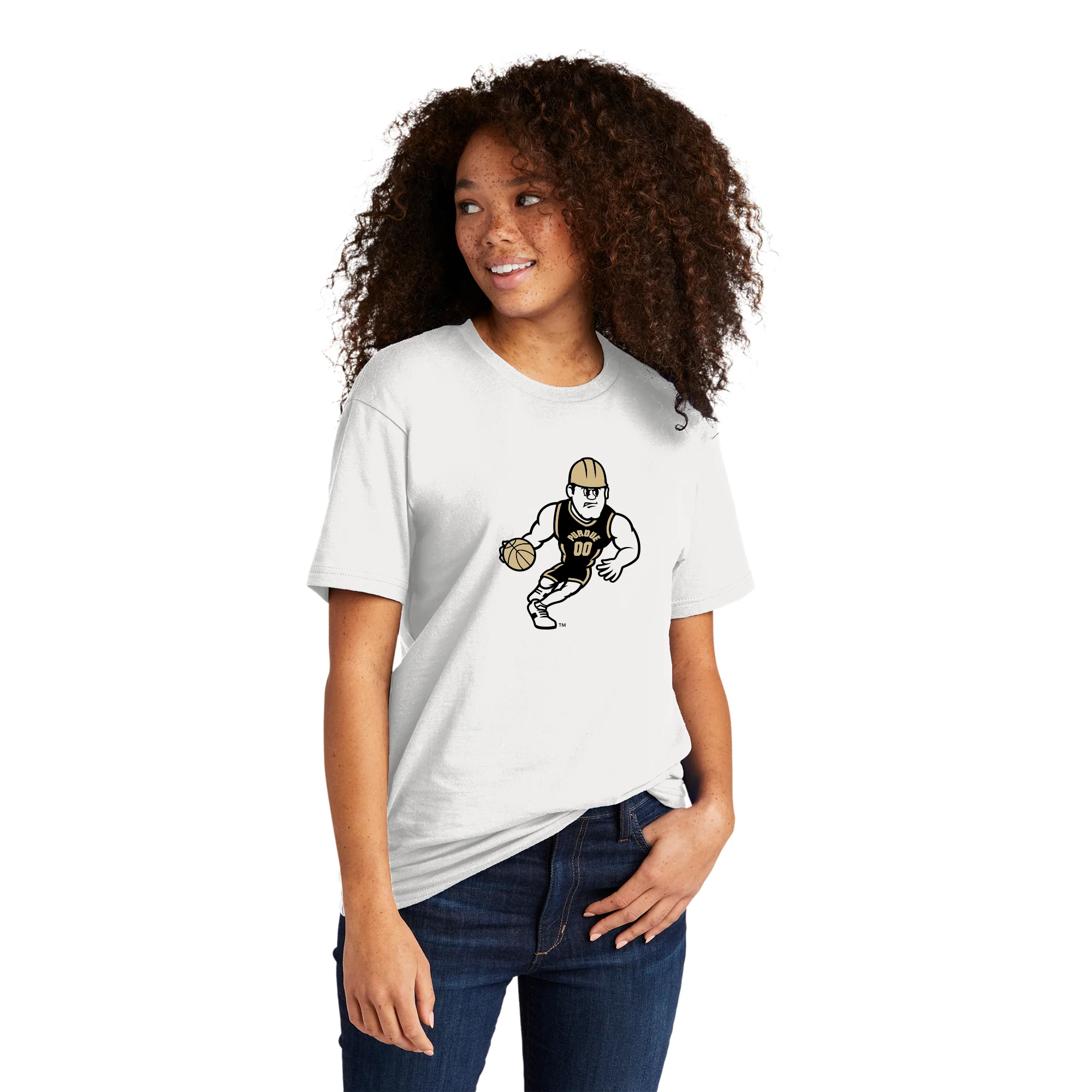 Purdue Pete Basketball Mascot Mark NLA T-Shirt - White - Image 4