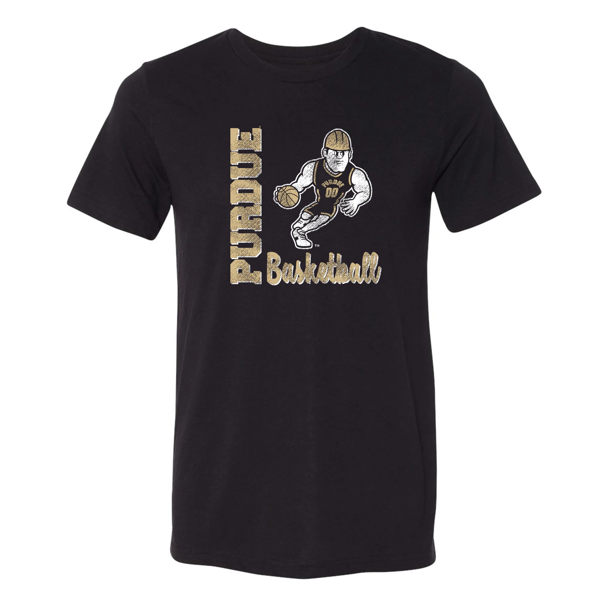 Purdue Pete Basketball Script Triblend T-Shirt - Solid Black