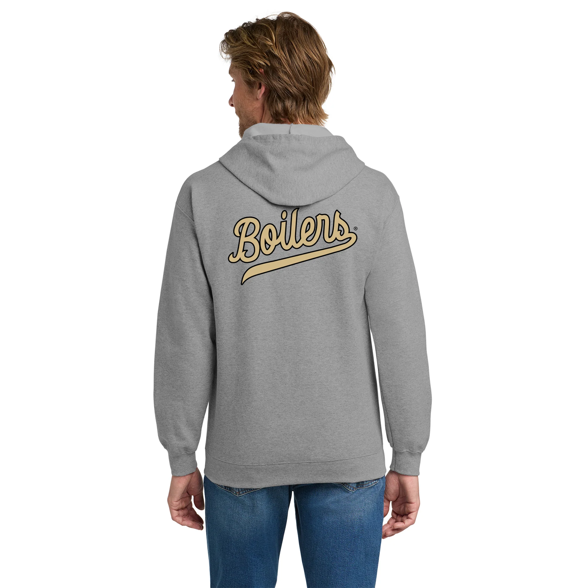 Purdue Pete Boilers Script Zip Hoodie - Sport Grey - Image 5