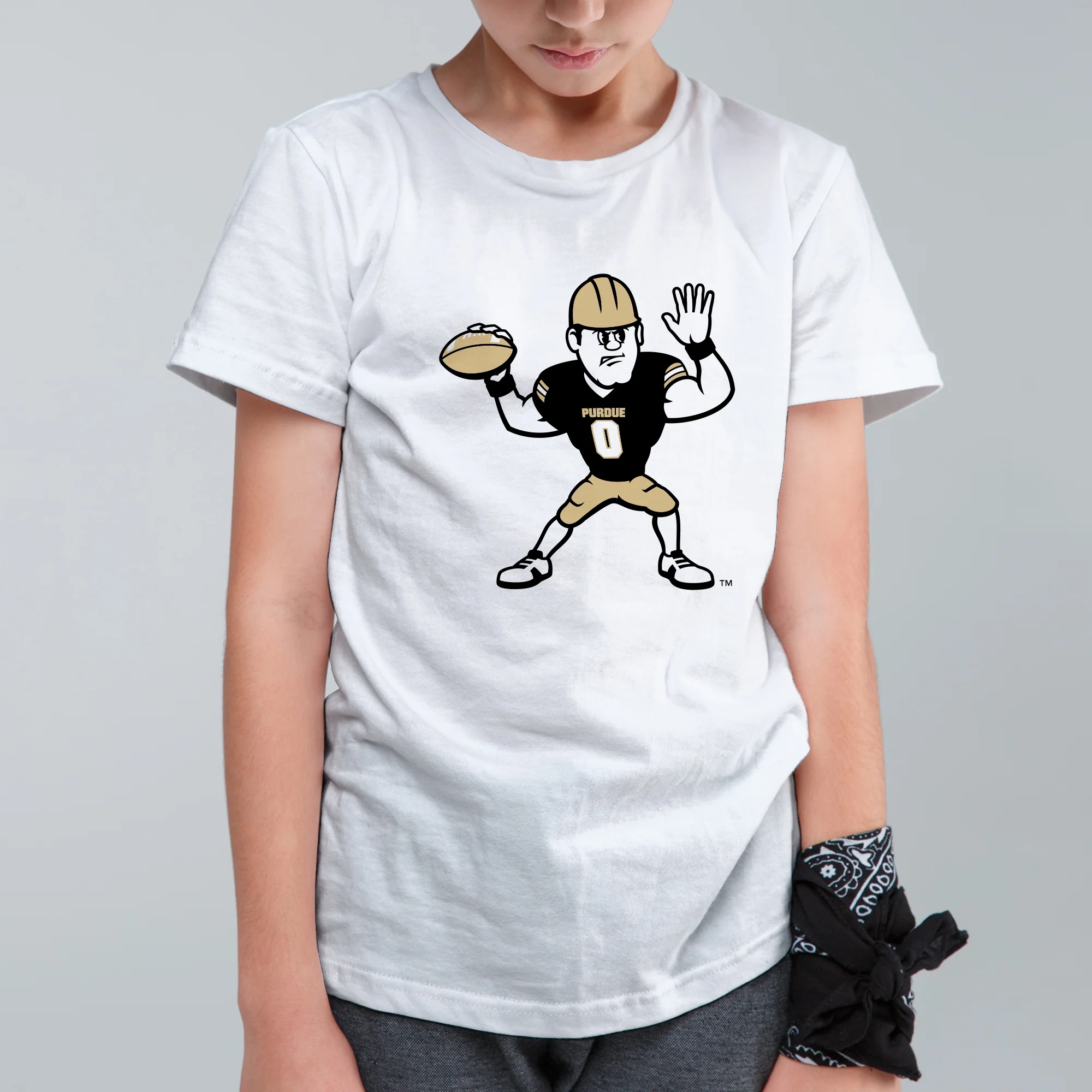 Purdue Pete Football Mascot Mark Youth T-Shirt - White - Image 3