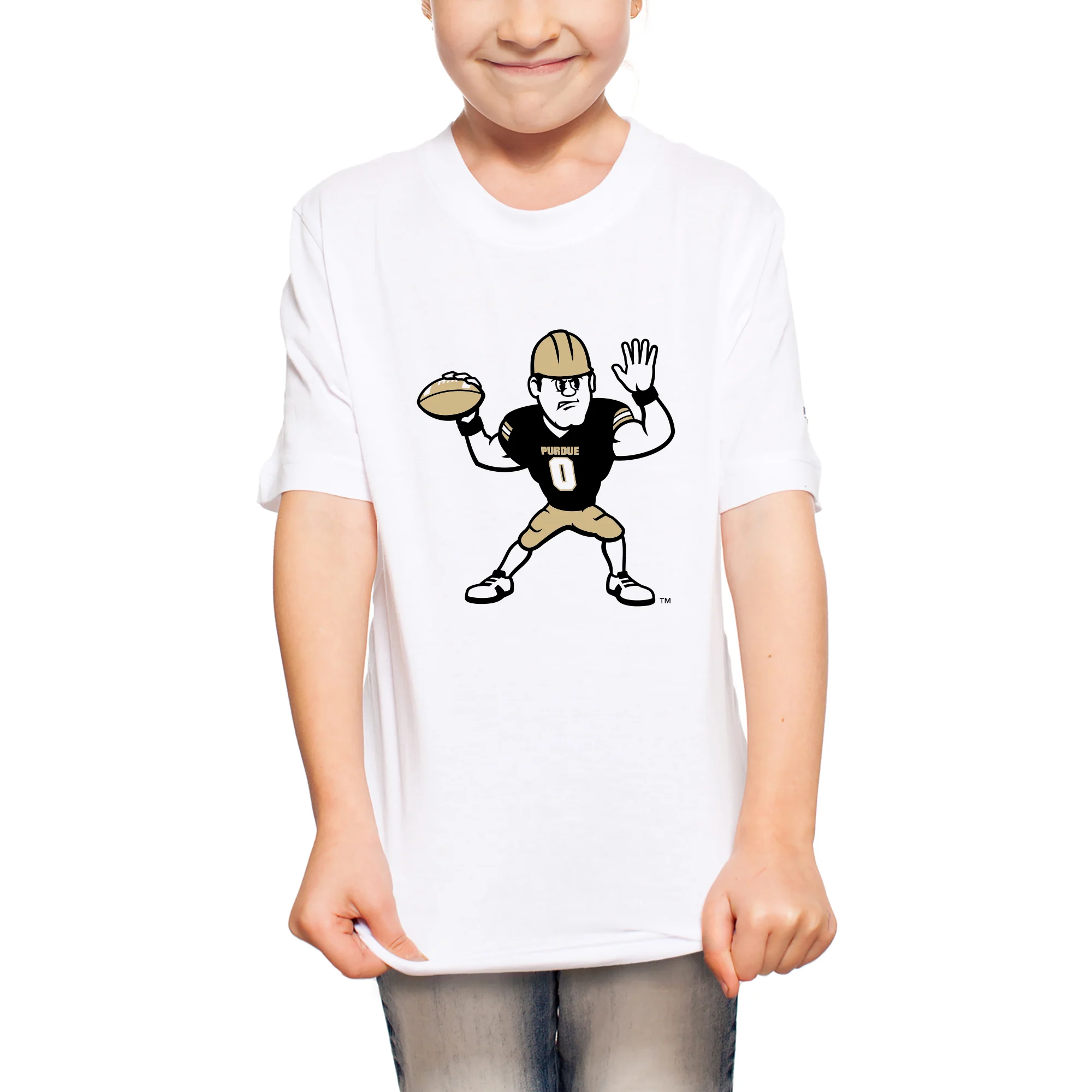 Purdue Pete Football Mascot Mark Youth T-Shirt - White - Image 4