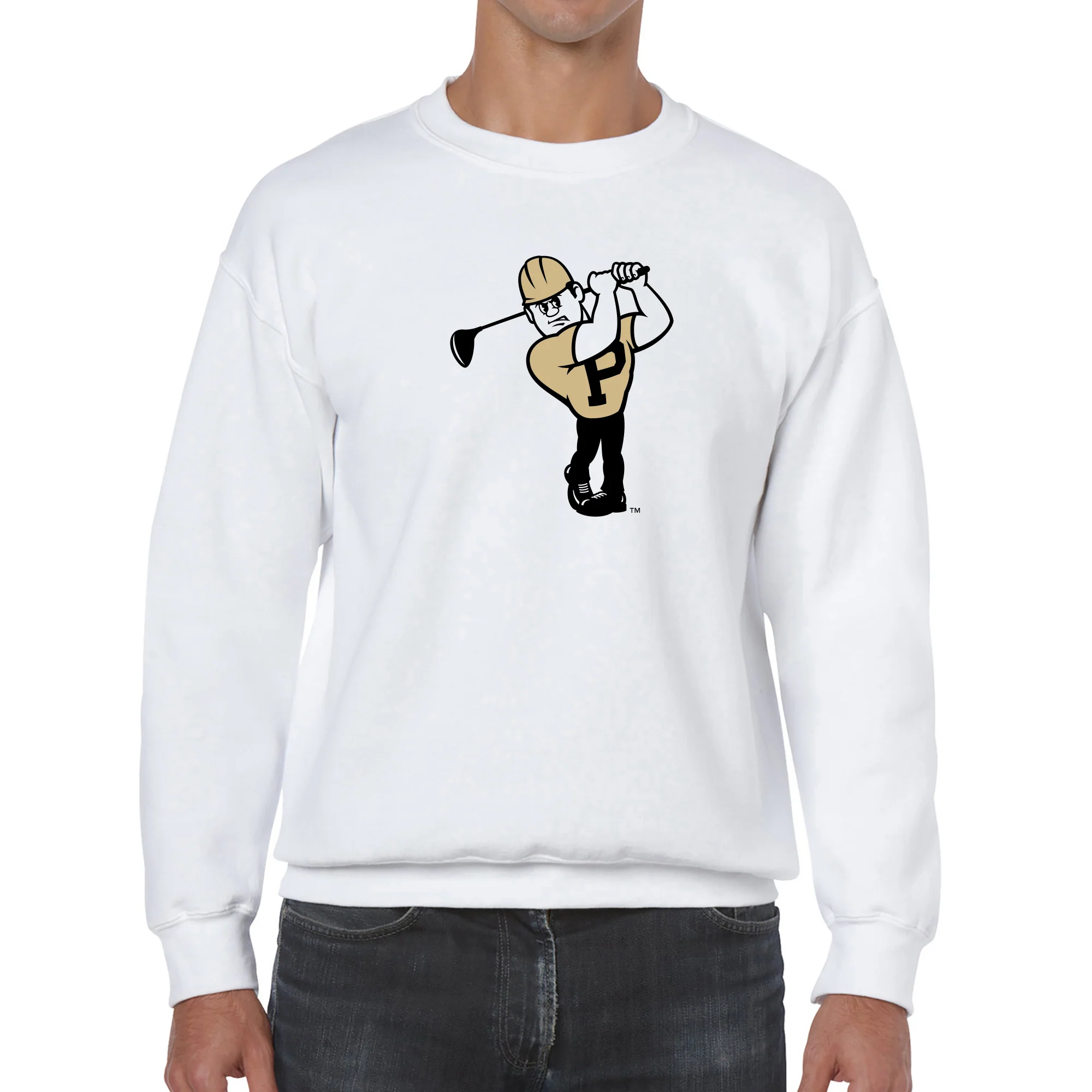 Purdue Pete Golf Mascot Mark Crewneck - White - Image 3