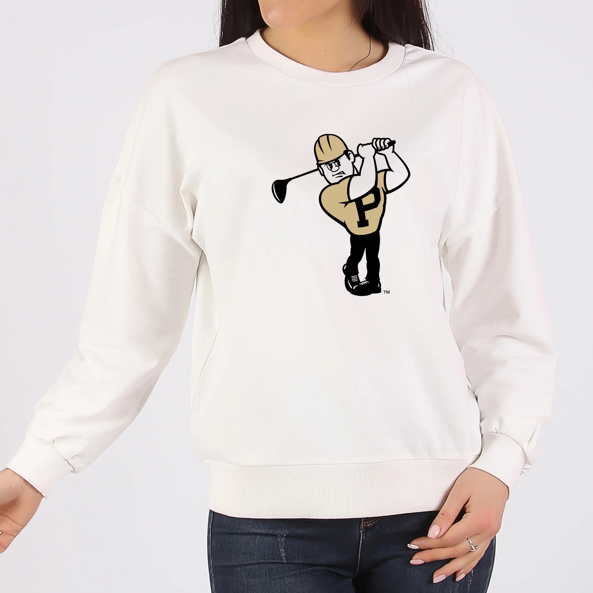 Purdue Pete Golf Mascot Mark Crewneck - White - Image 4