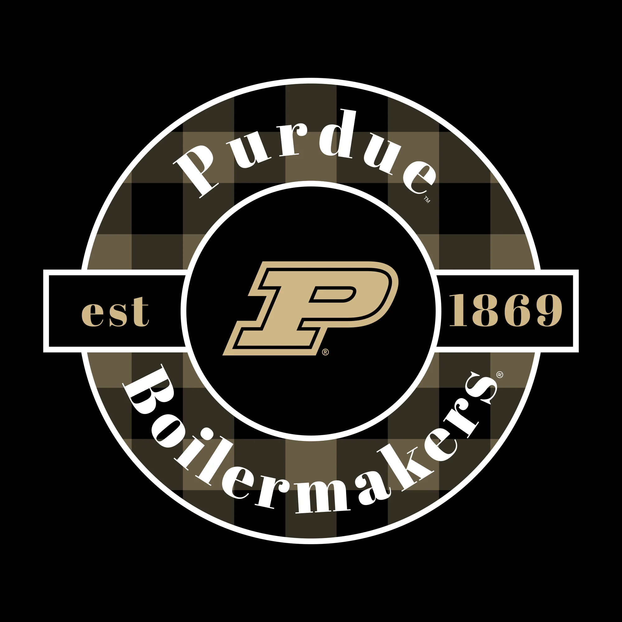 Purdue Plaid Circle Womens Long Sleeve - Black - Image 2